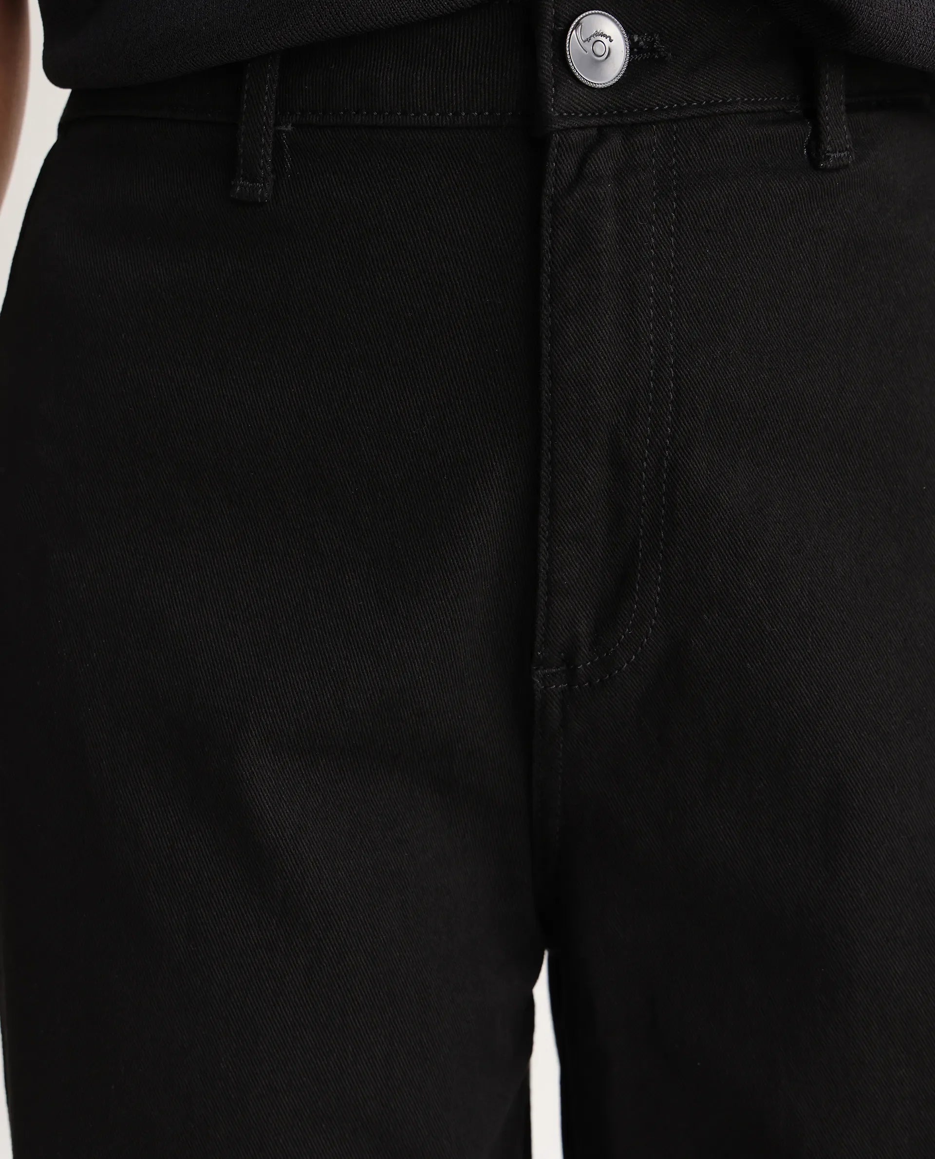 Rareism Women's Miniko Black Cotton Blend Plain Ankle Length Effortless Wide Jeans