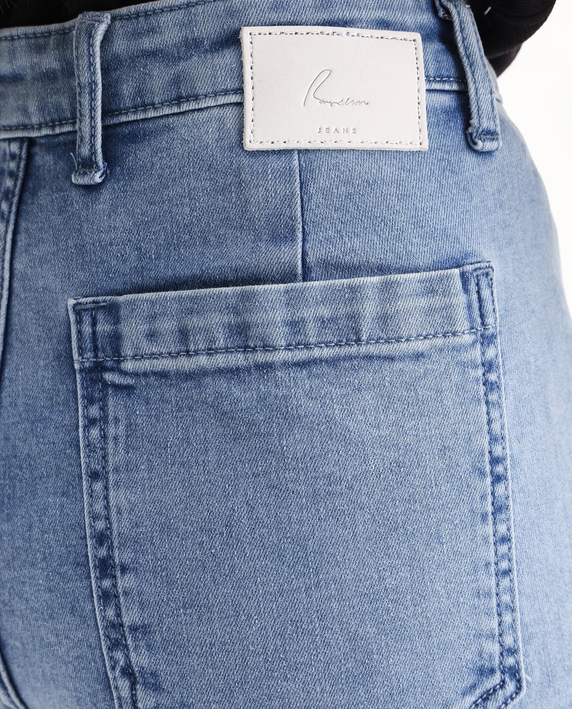 Rareism Women's Miniko Light Blue Cotton Blend Plain Ankle Length Effortless Sculpt high wide Jeans