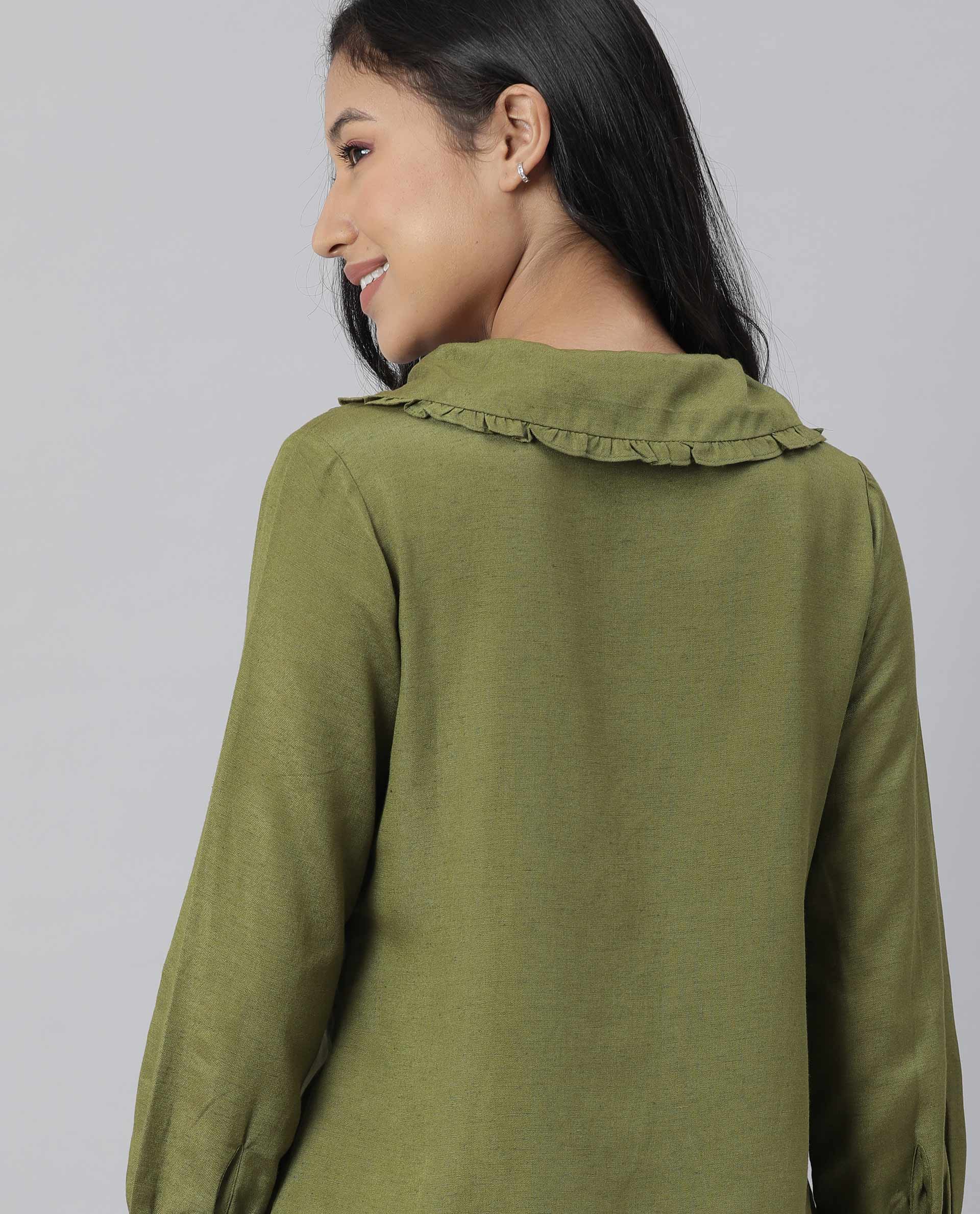 Rareism Women Minty Green Top Full Sleeves Solid
