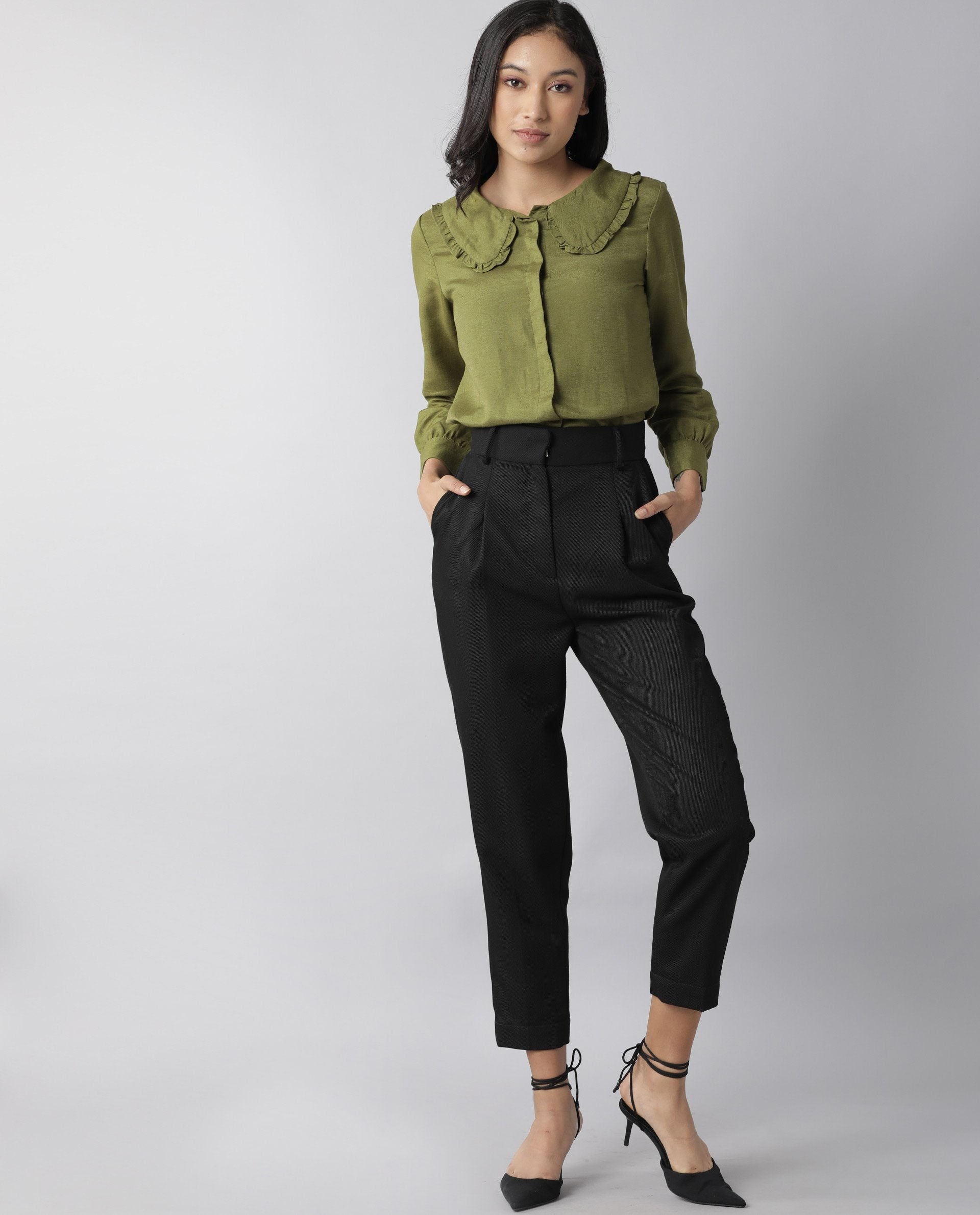 Rareism Women Minty Green Top Full Sleeves Solid