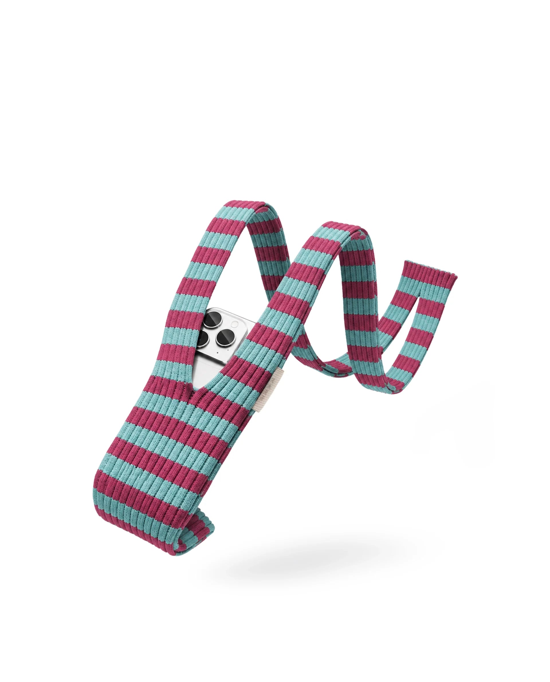 Rareism Women's Mobile Pouch Fluorescent Aqua Polyester   Striped Mobile Pouches