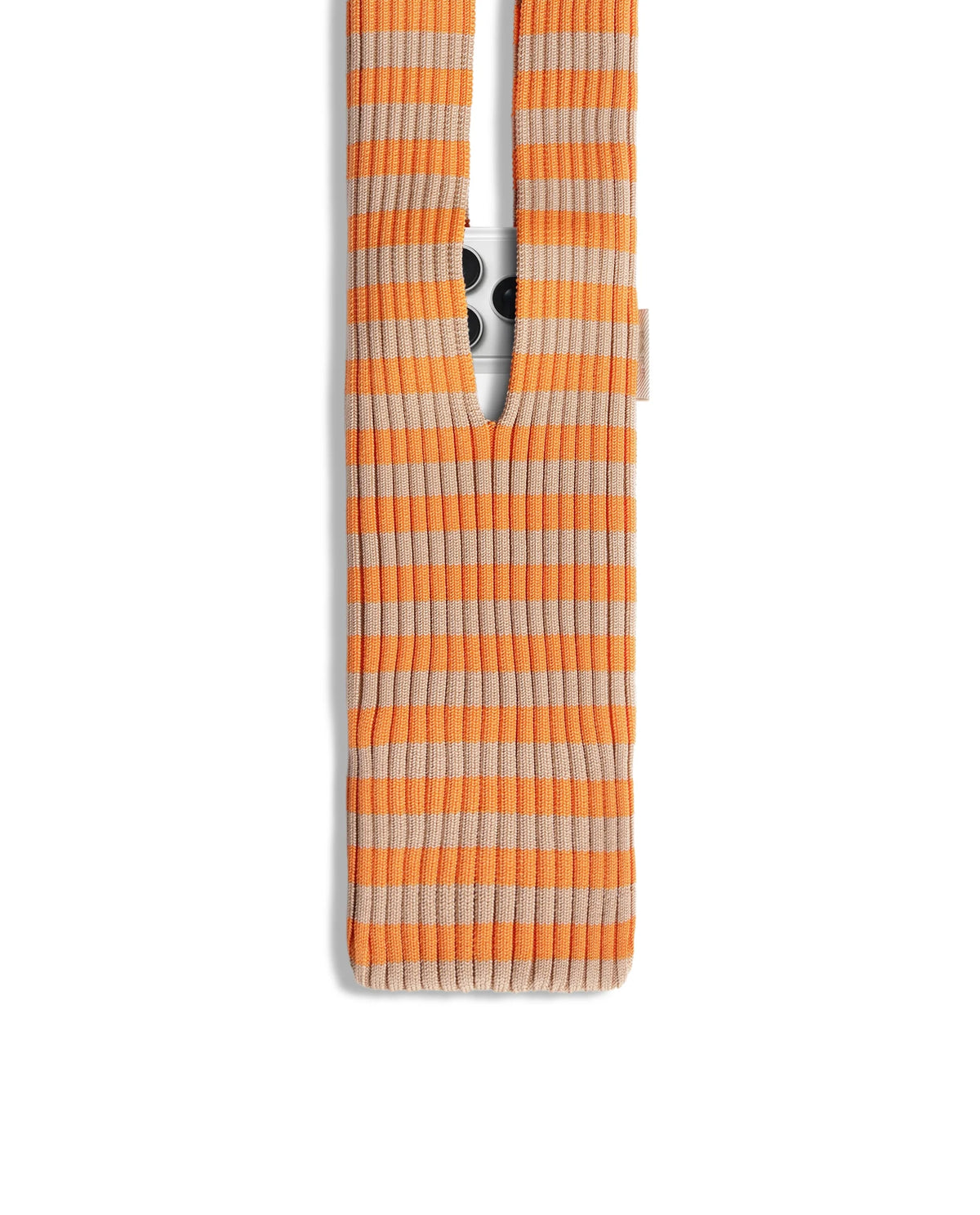 Rareism Women's Mobile Pouch Light Beige Polyester   Striped Mobile Pouches
