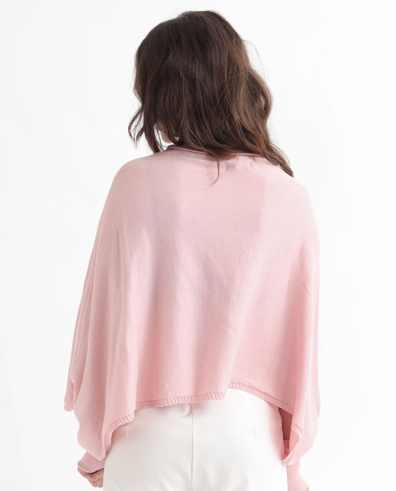 Rareism Women Modem Pink Cotton Fabric Full Sleeves Regular Fit Solid High Neck Sweater