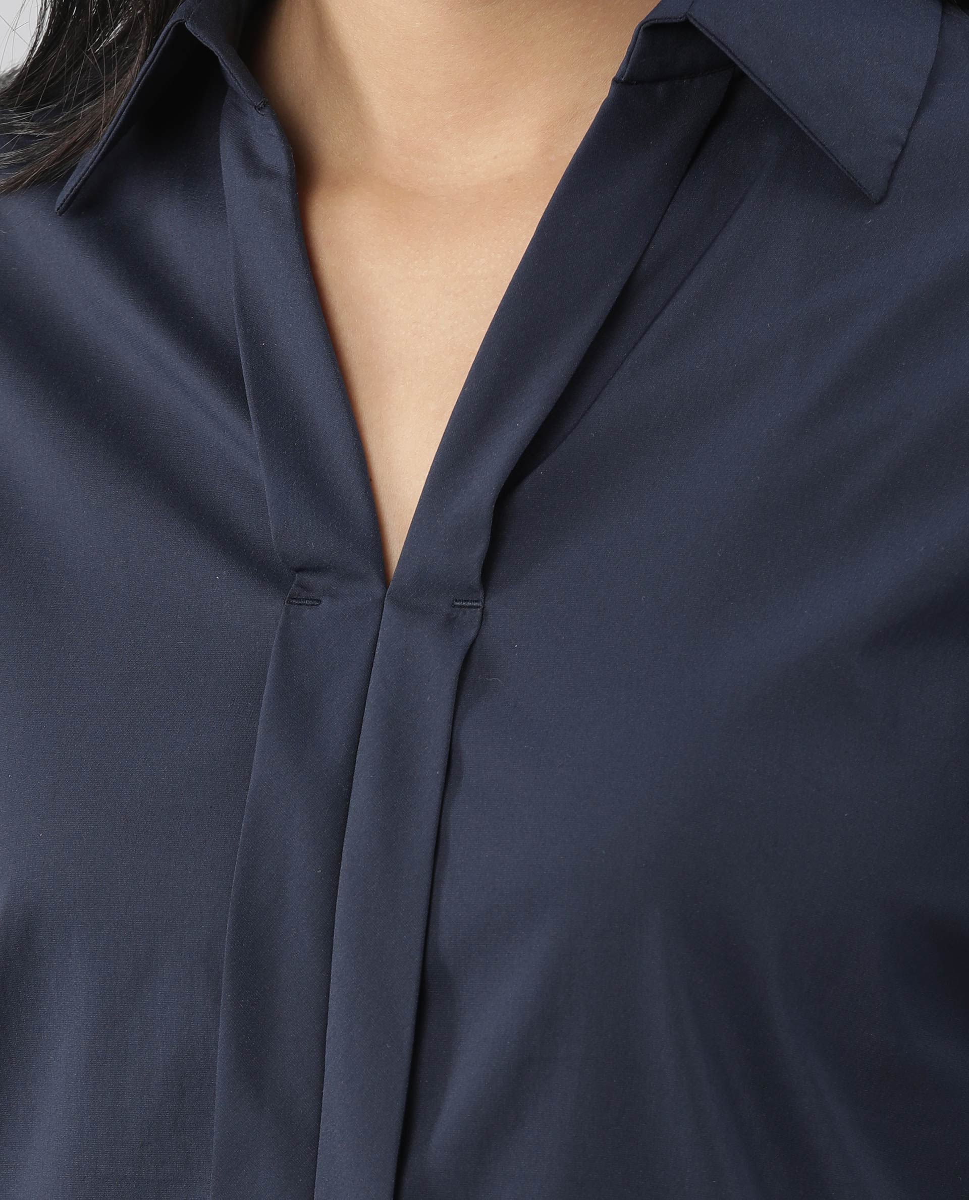 Rareism Women Morr Navy Top Full Sleeves Solid