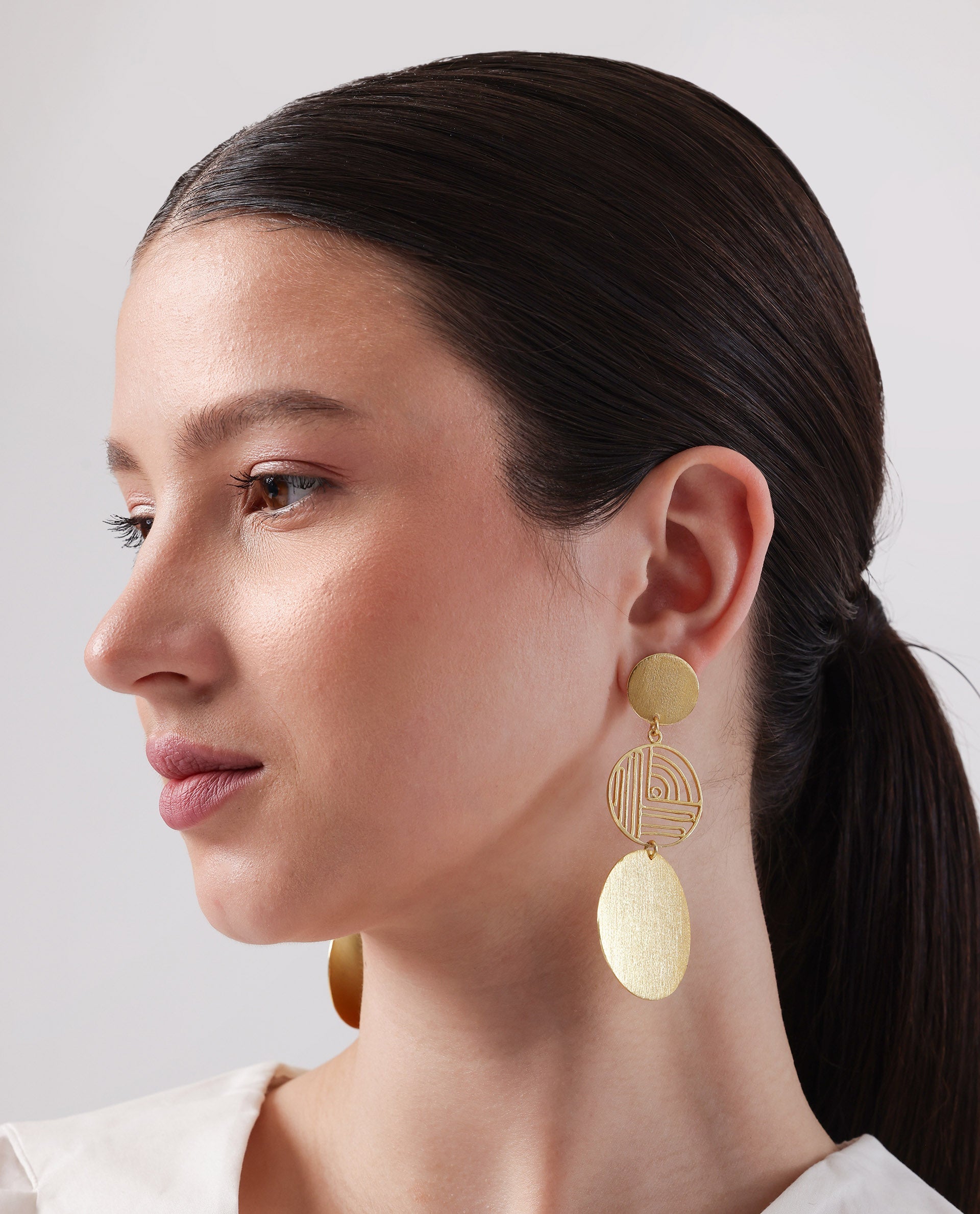 Rareism Women Maze Gold Earring