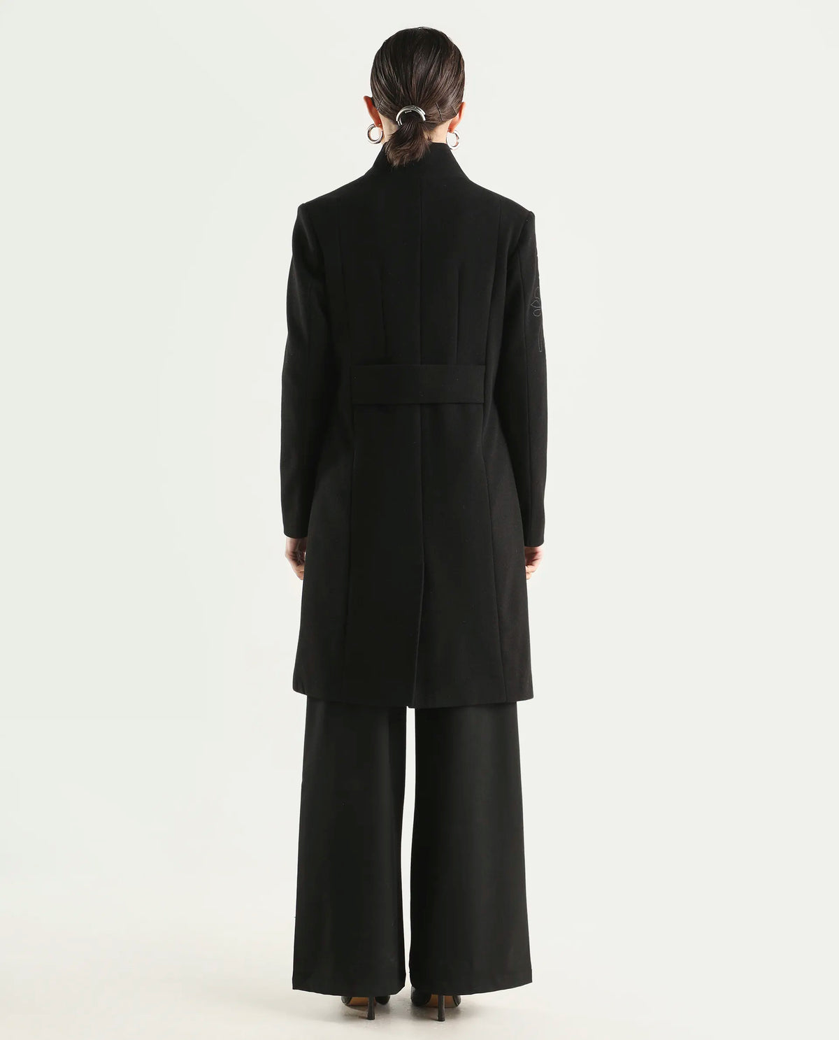 Rareism Women's Monchy Black Polyester Blend High Neck Regular Fit Coat
