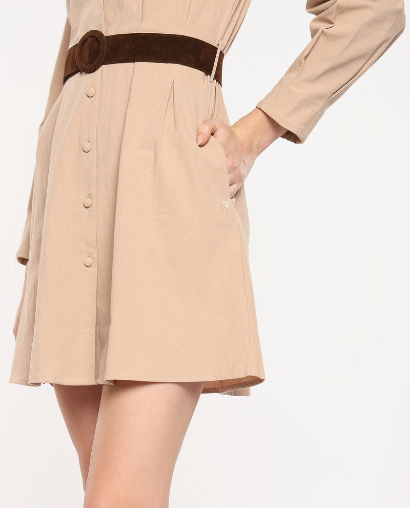 Rareism Women Nami Beige Plain Dress