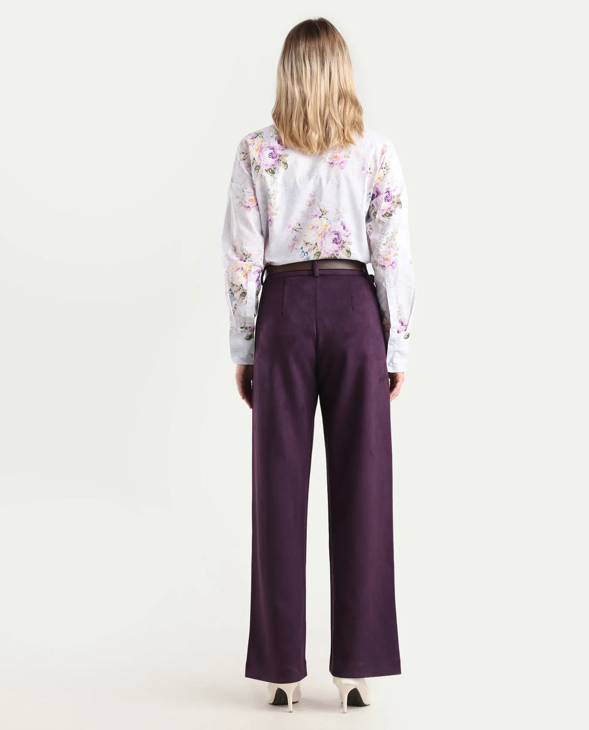 Rareism Women's Niwast-B Purple Polyester Blend Straight Fit Travel Trouser