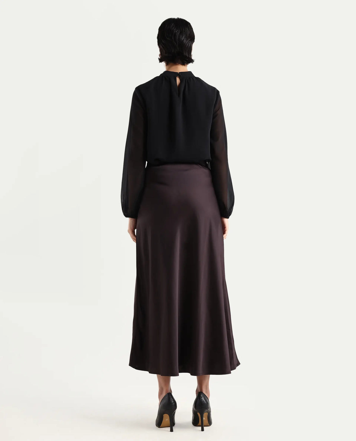 Rareism Women's Niyano Brown Polyester A-Line Skirt