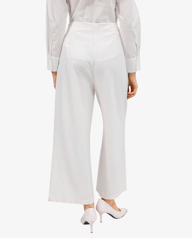 Rareism Women Noahti White Cotton Fabric Trouser