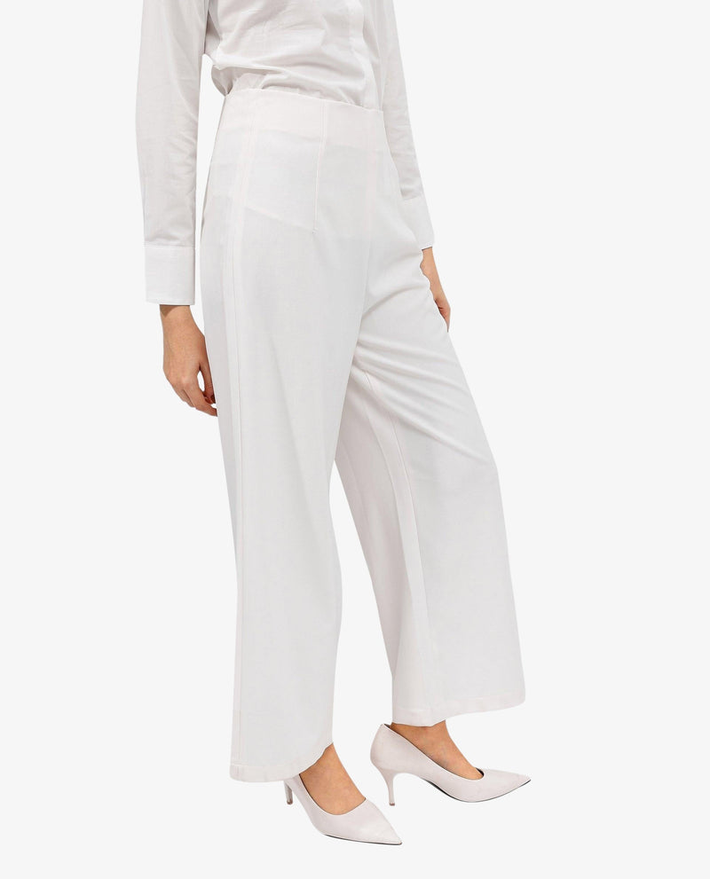 Rareism Women Noahti White Cotton Fabric Trouser