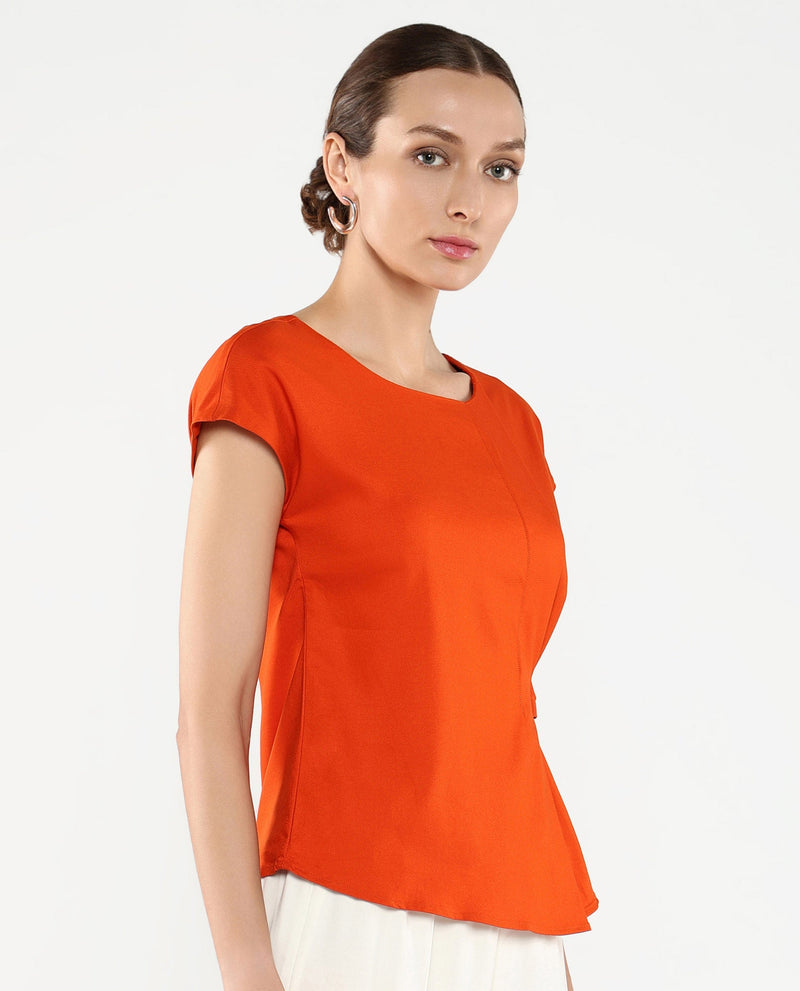 Rareism Women Nrob Orange Plain Top