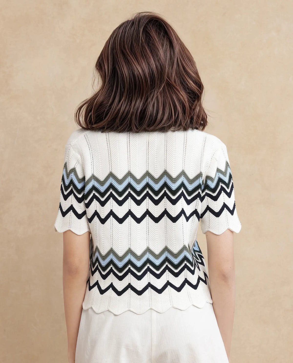 Rareism Women Nuplo Off White Cotton Fabric Half Sleeve Relaxed Fit Top