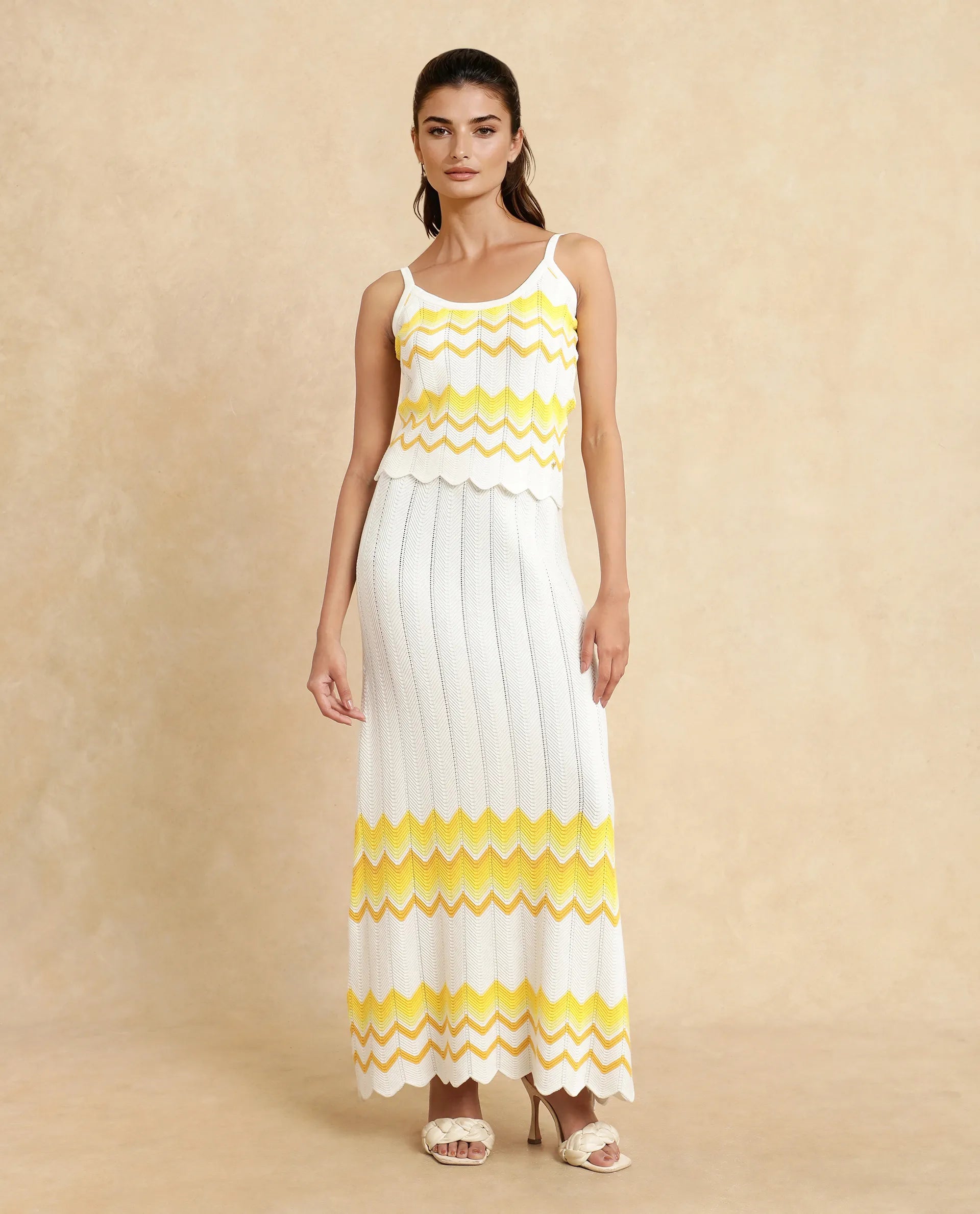 Rareism Women Nupstir-T Yellow Cotton Fabric Sleeve Less Relaxed Fit Top