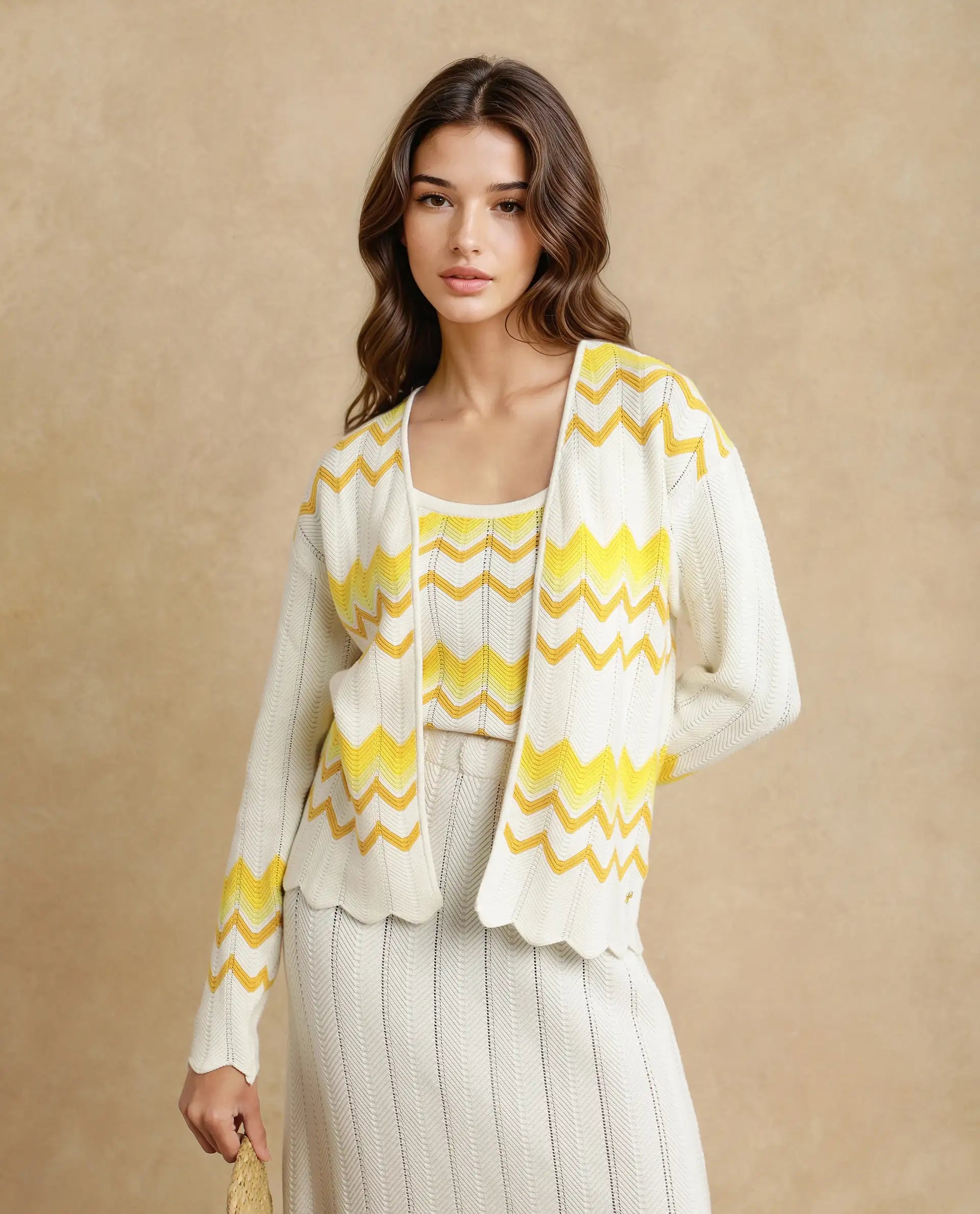 Rareism Women Nupstir-S Yellow Cotton Fabric Sleeve Less Relaxed Fit Shrug