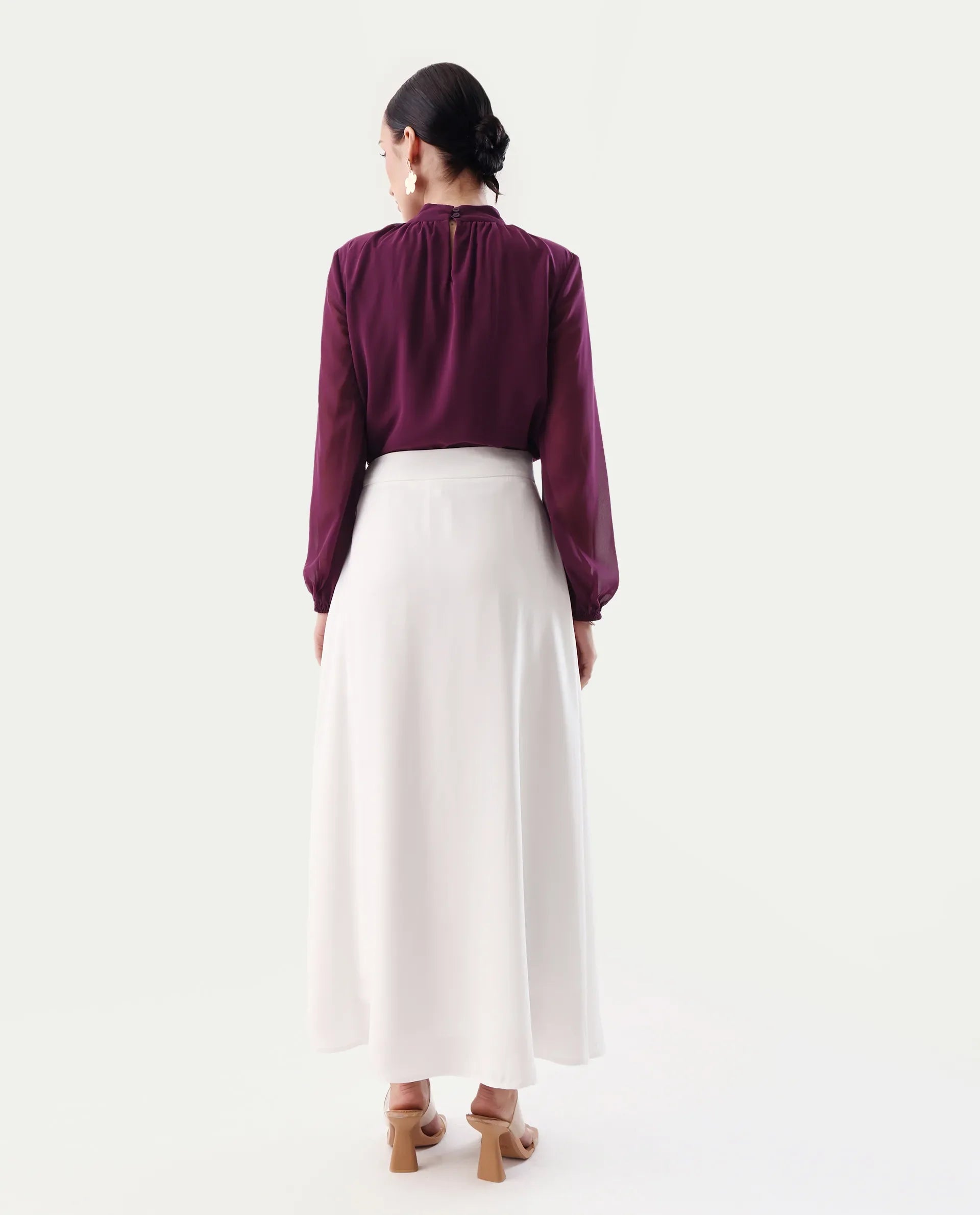 Rareism Women's Nuva B Off White Polyester A-Line Skirt