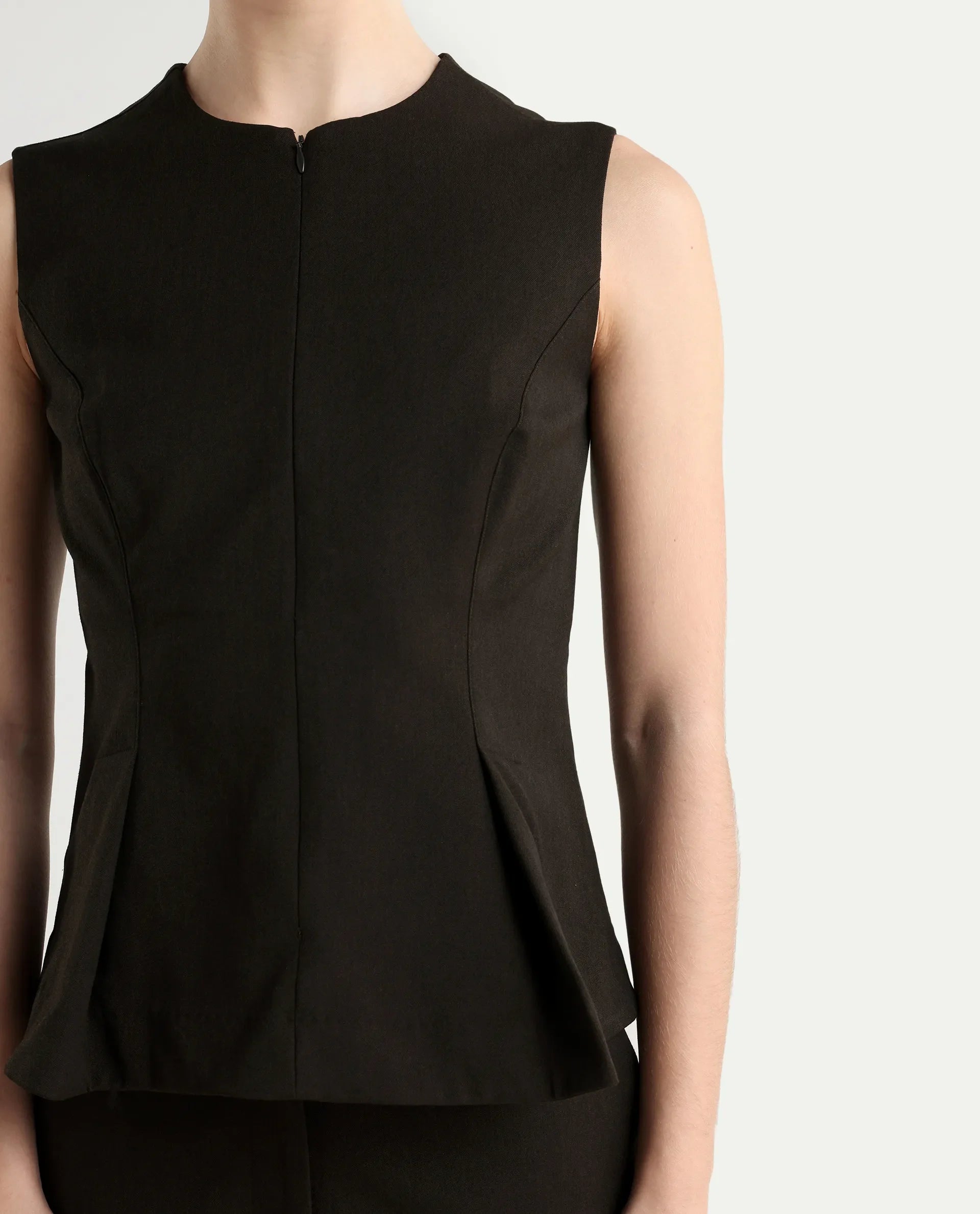 Rareism Woman Nuzor-T Dark Brown Poly Viscose Solid Fitted Top