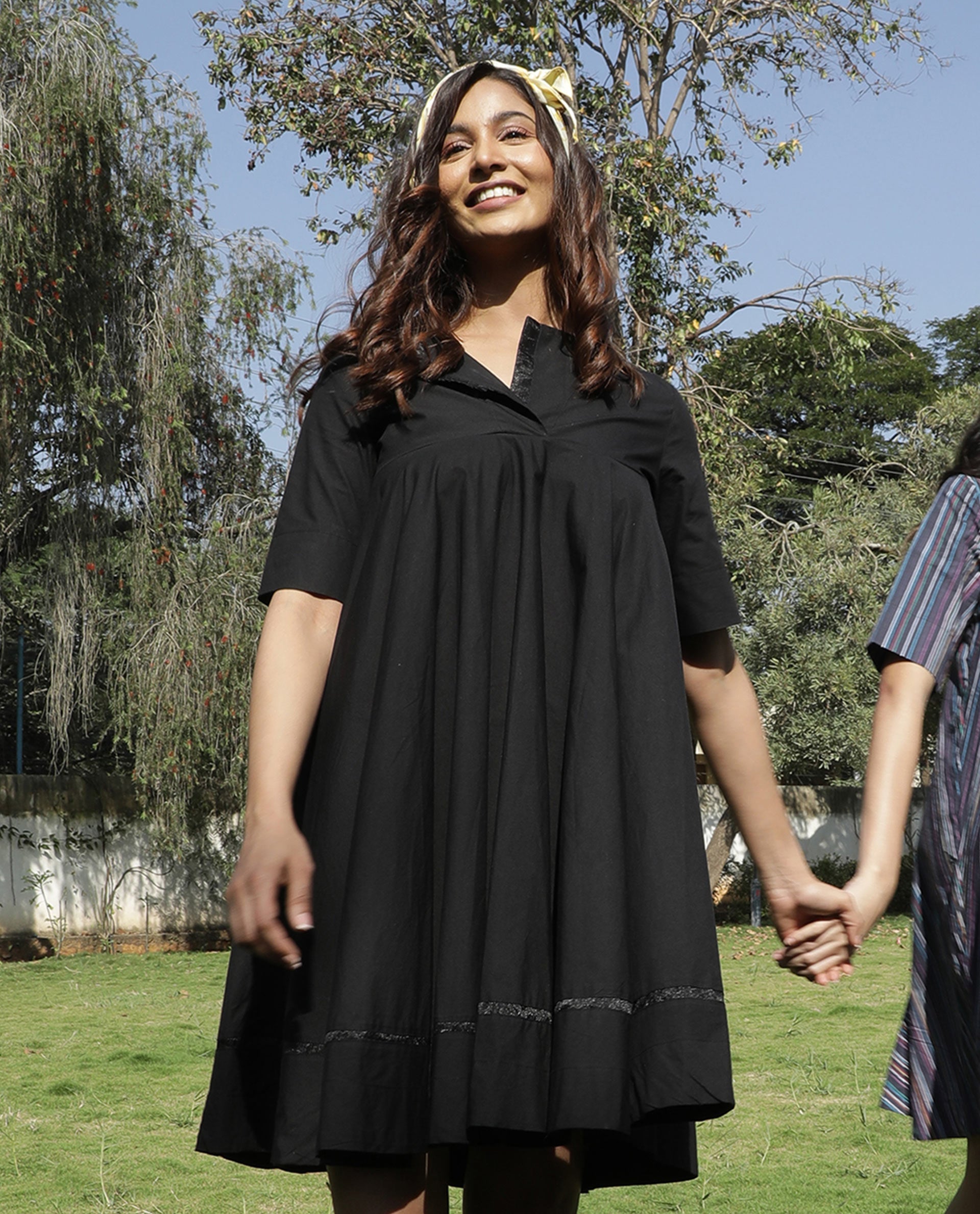 Rareism Women 45200 Black Dress Short Sleeves