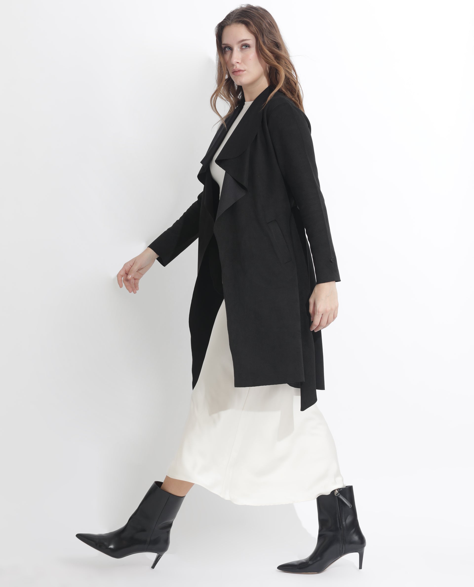 Rareism Women Palmer 1 Black Polyester Fabric Full Sleeves Solid Collarless Jacket