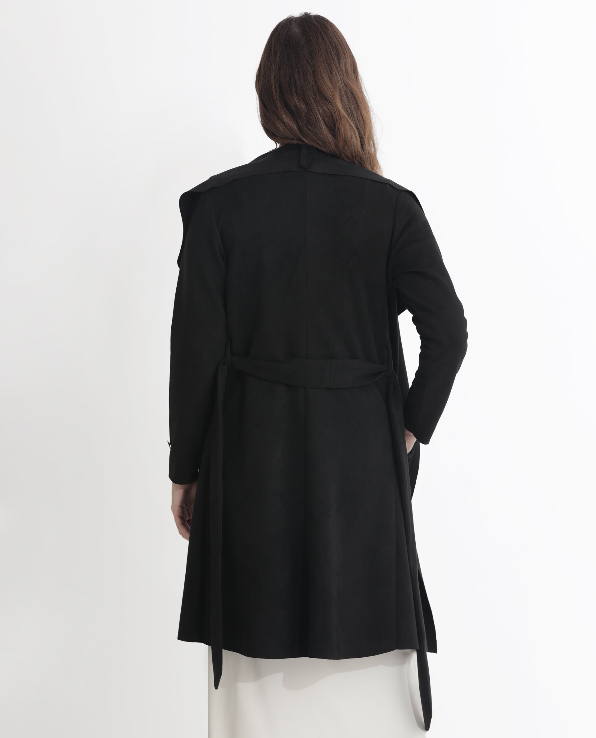 Rareism Women Palmer 1 Black Polyester Fabric Full Sleeves Solid Collarless Jacket