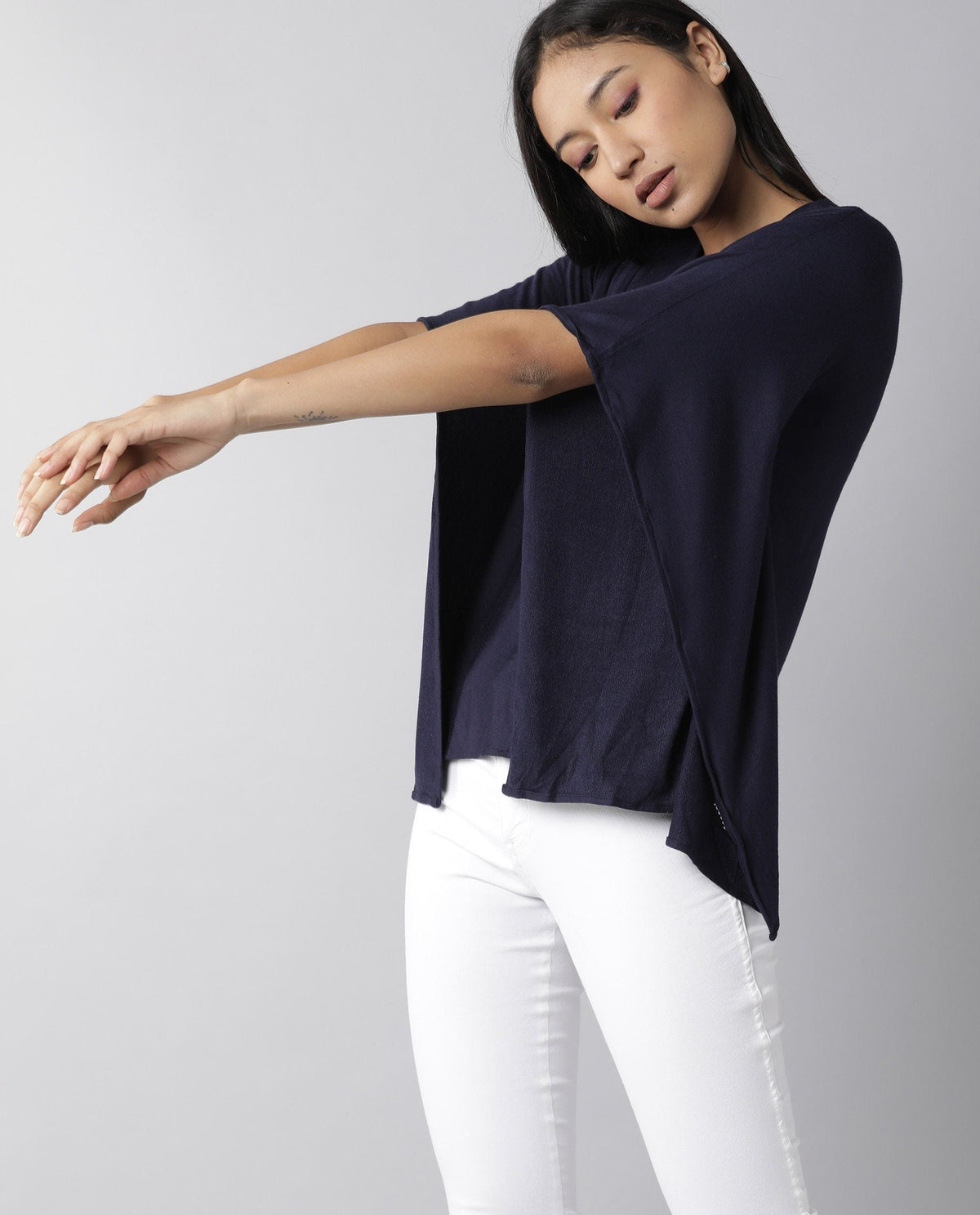 Rareism Women Pal Navy Top Full Sleeves Solid