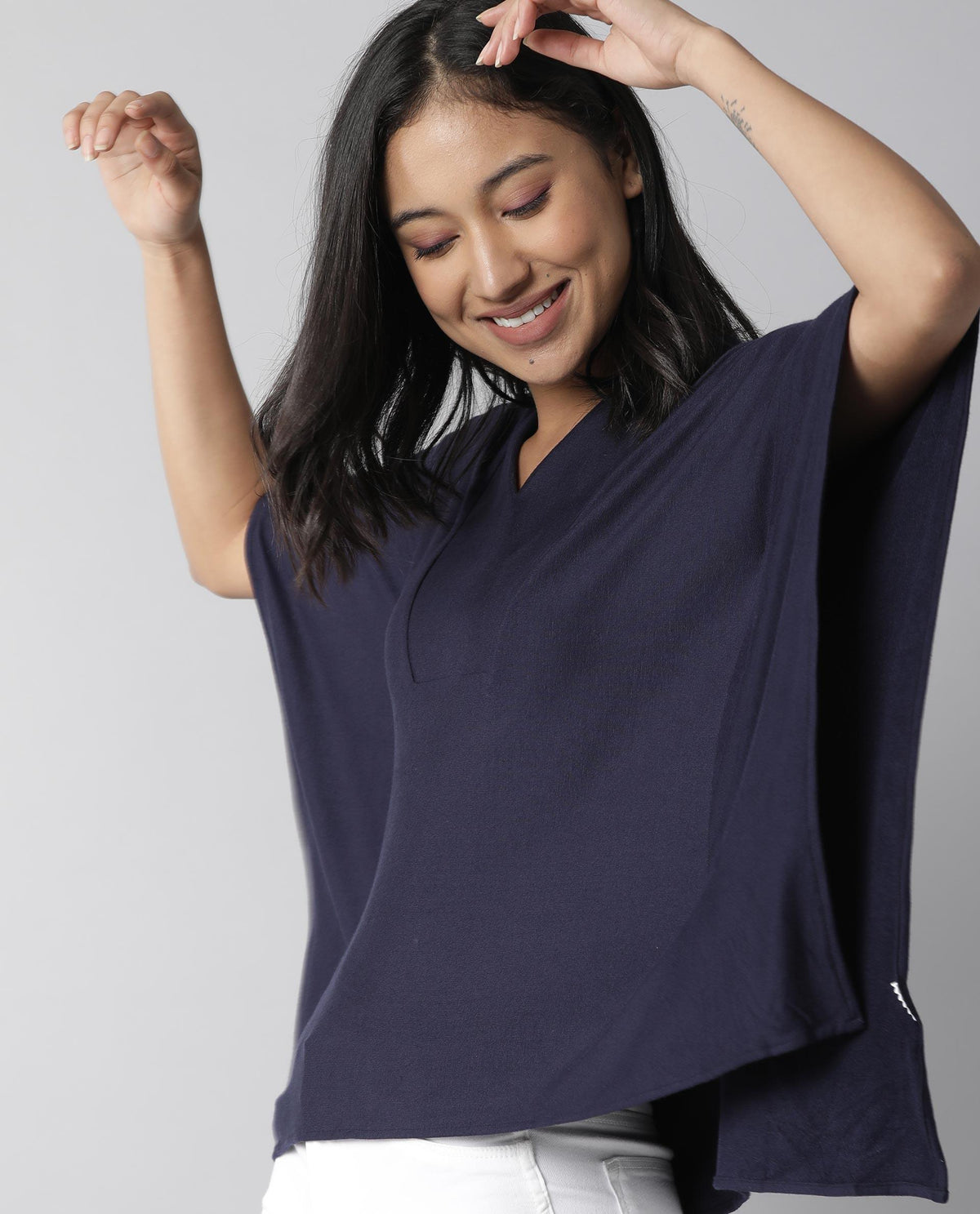 Rareism Women Pal Navy Top Full Sleeves Solid