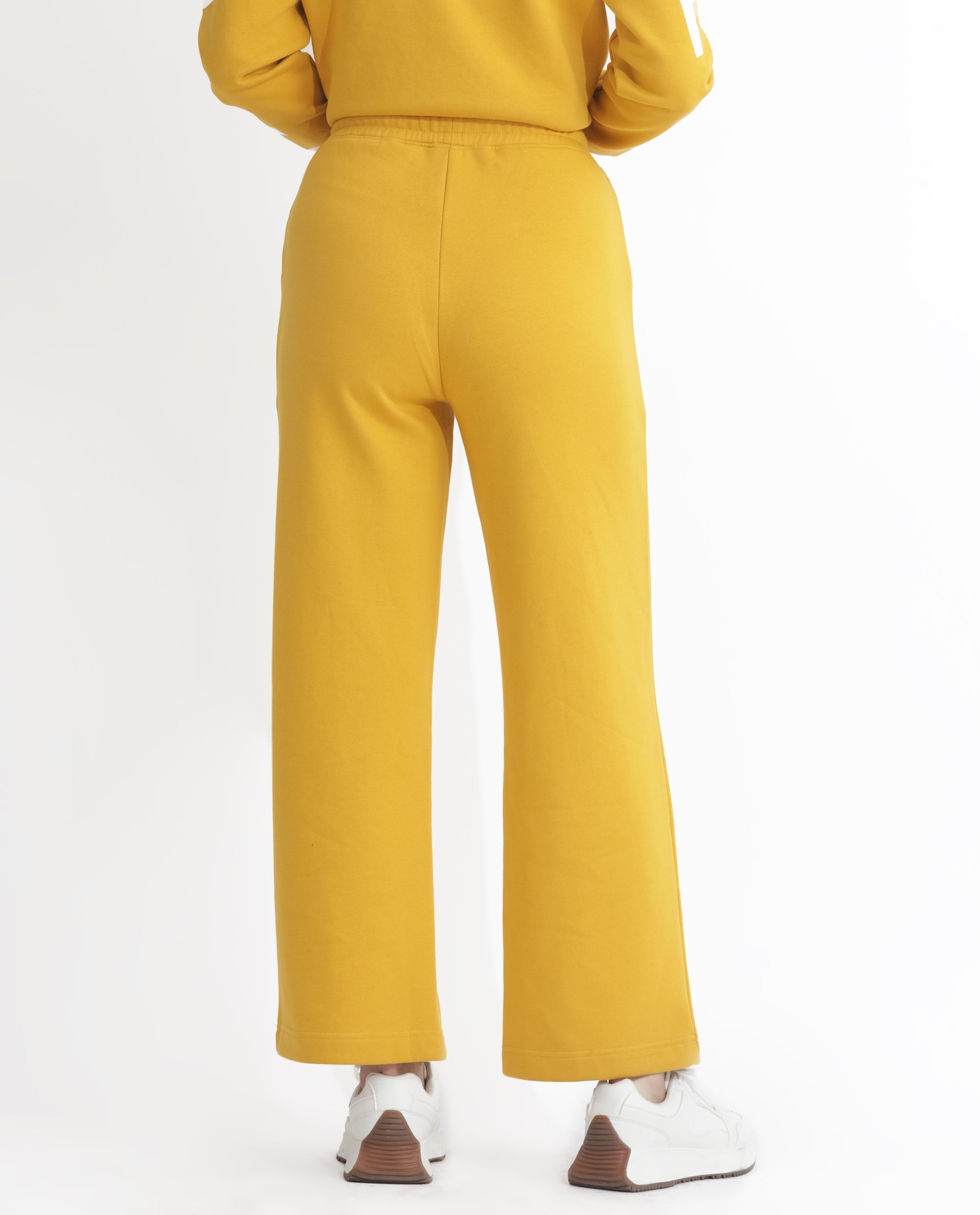 Rareism Women's Pazoo F Mustard Cotton Blend Plain Ankle Length Flared Track Pant