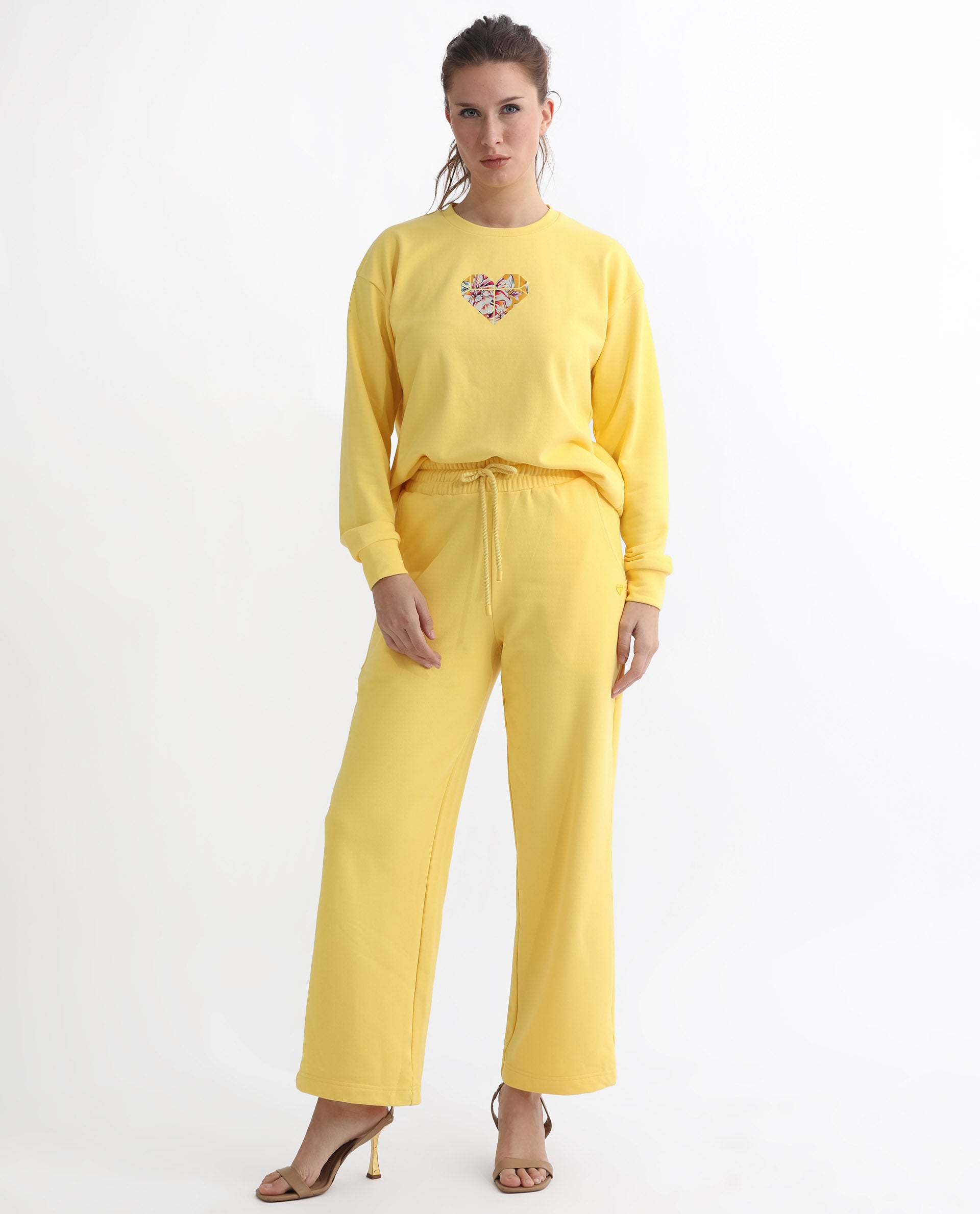 Women Yellow Side Button Track Pants