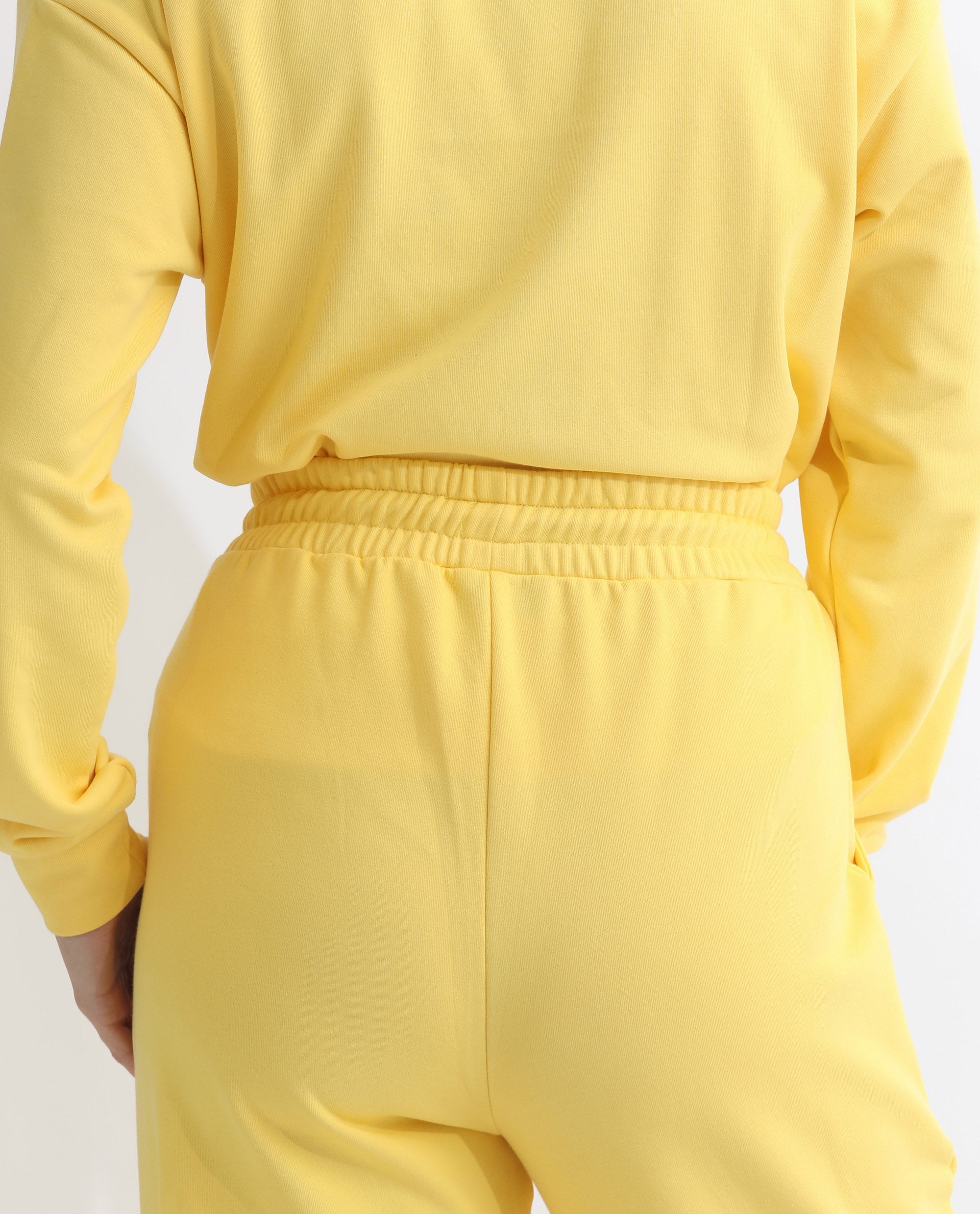 Rareism Women's Pazoo T Yellow Cotton Blend Plain Ankle Length Flared Track Pant
