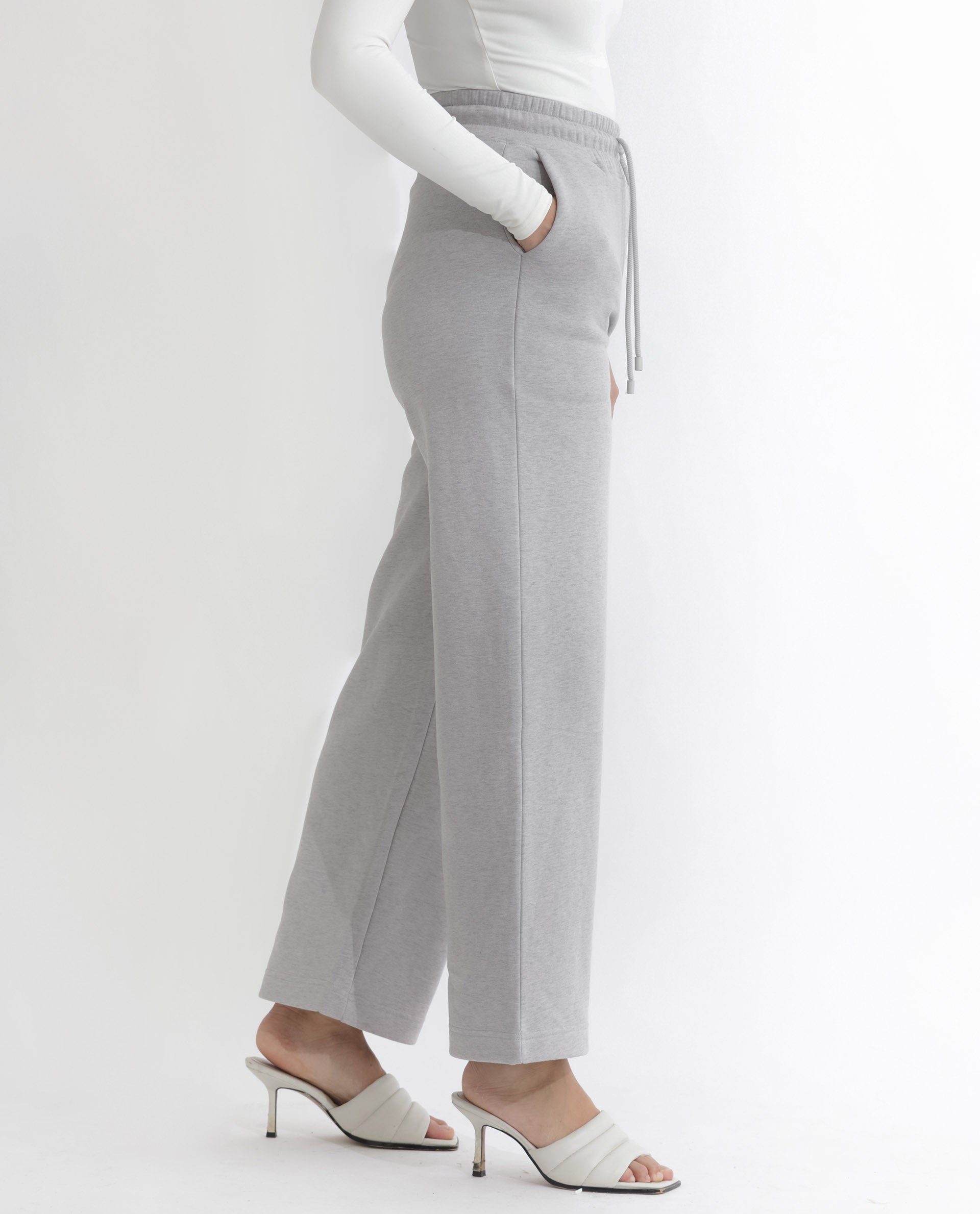 Cotton-blend Sweatpants - Light gray melange - Ladies