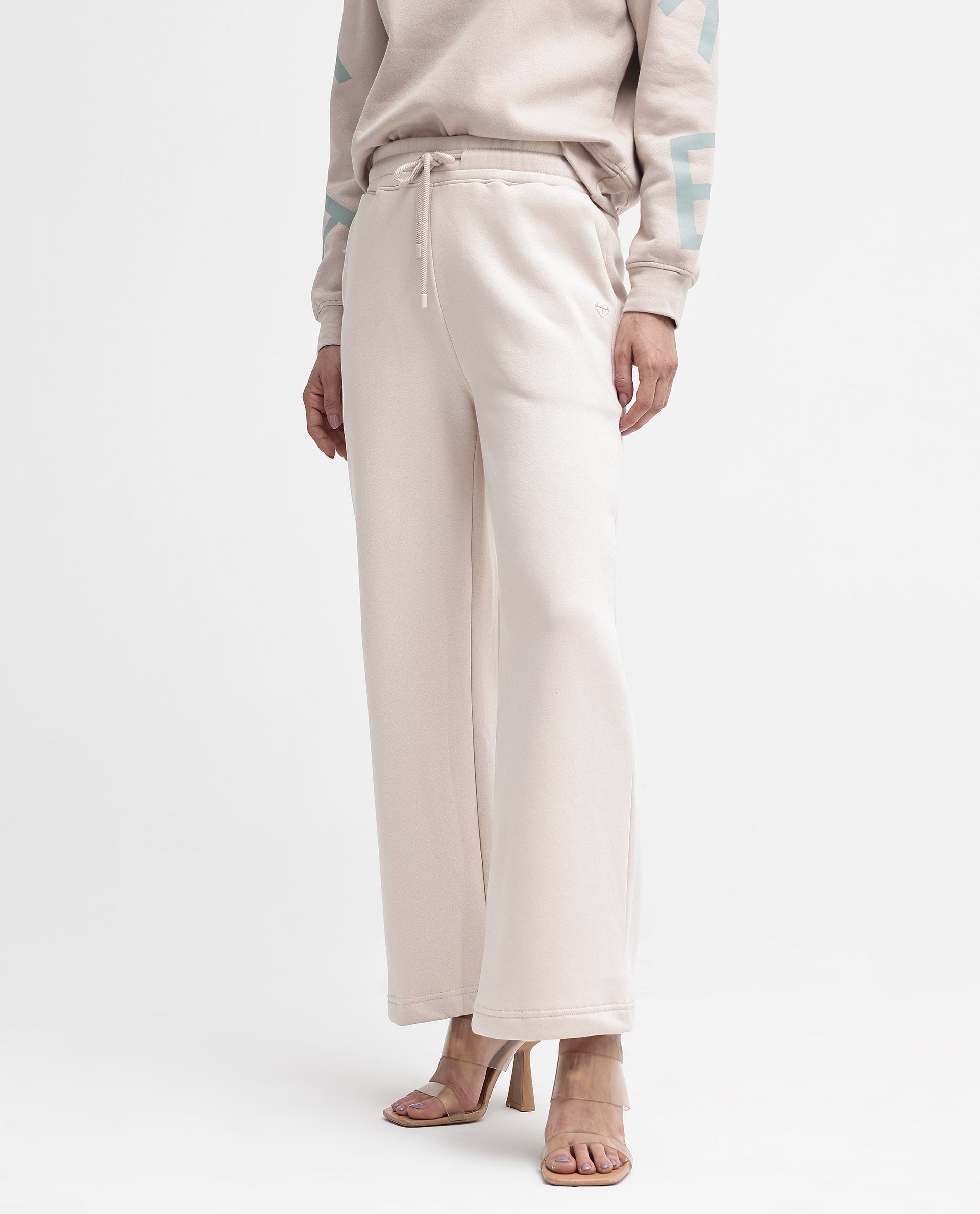 Rareism Women's Pazoo P Beige Cotton Blend Plain Ankle Length Flared Track Pant