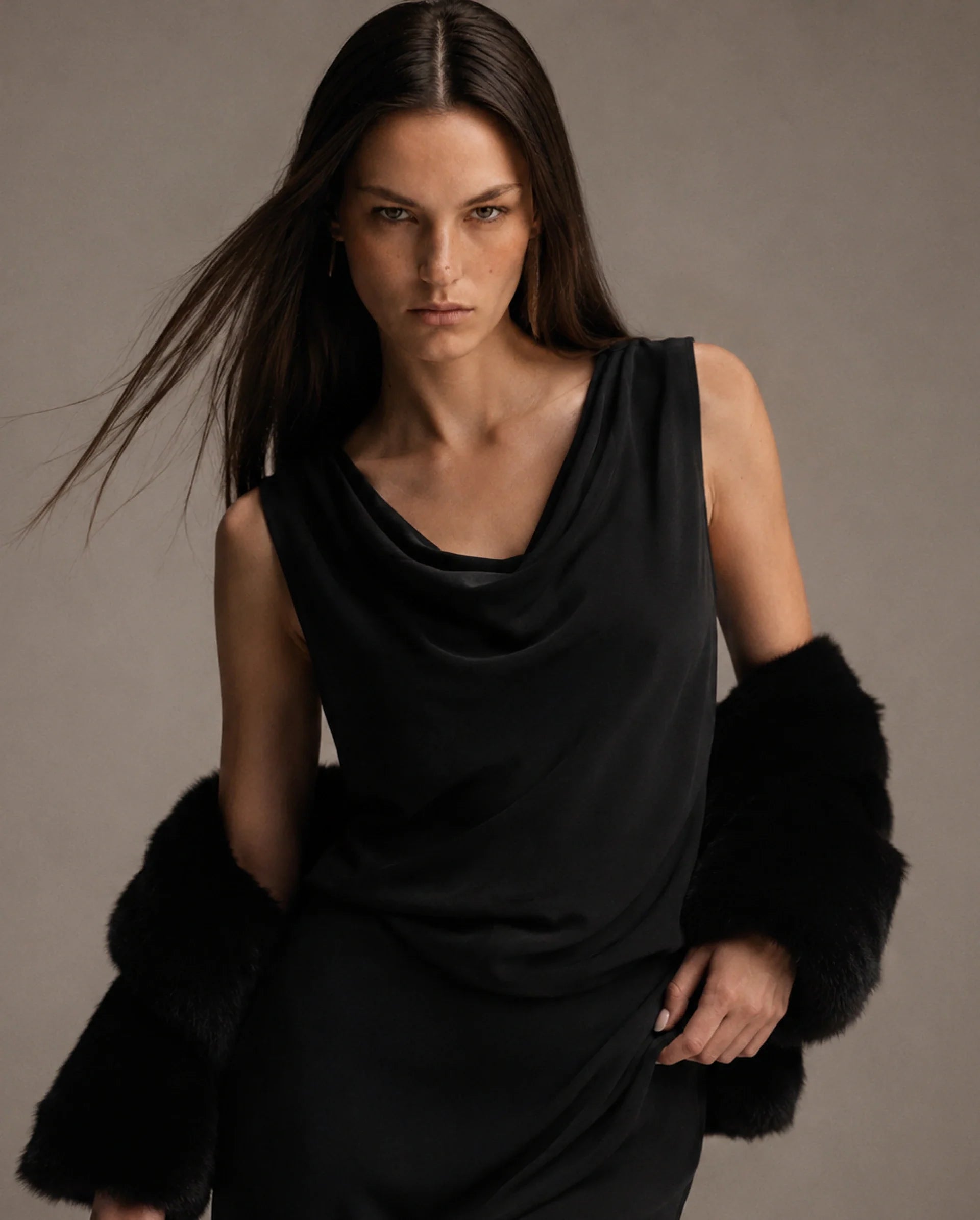 Rareism Women's Petir Black Polyester Elastic Bodycon Plain Skirt