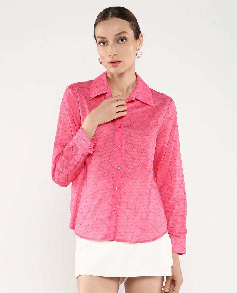 Rareism Women Poiny Pink Printed Top