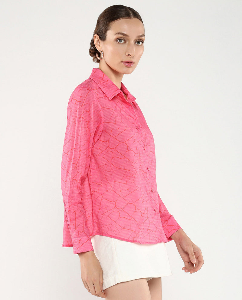 Rareism Women Poiny Pink Printed Top