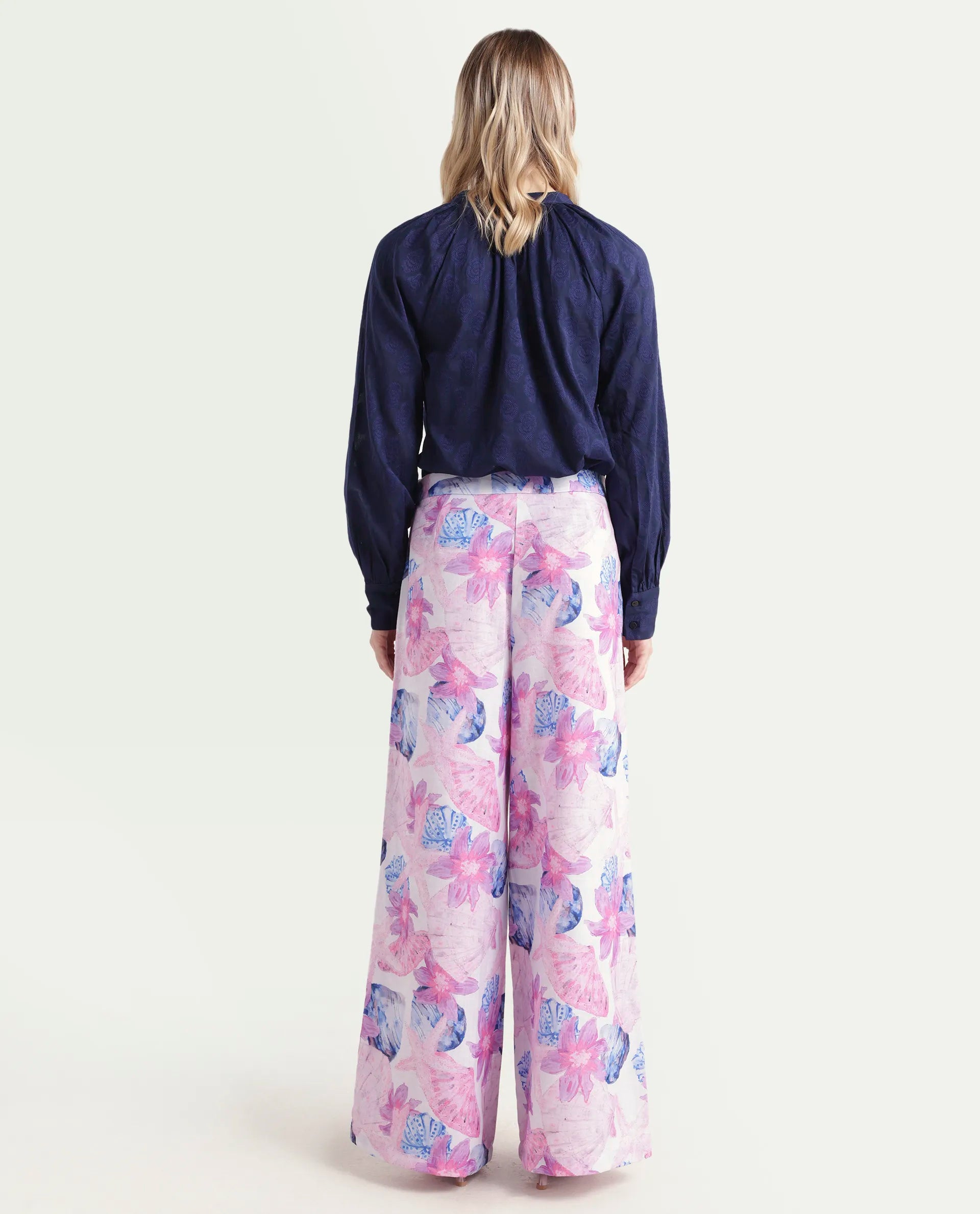 Rareism Women's Predin B Multi Polyester Abstract Print Ankle Length Wide Trouser