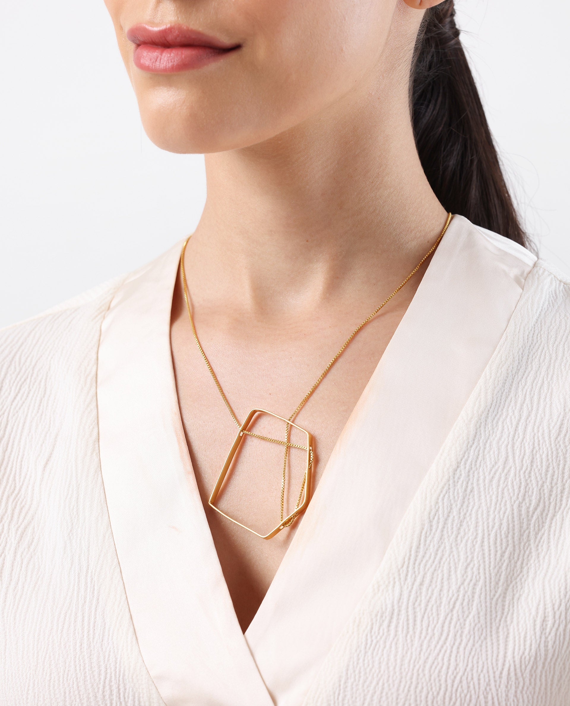 Rareism Women Pentagon Gold Necklace