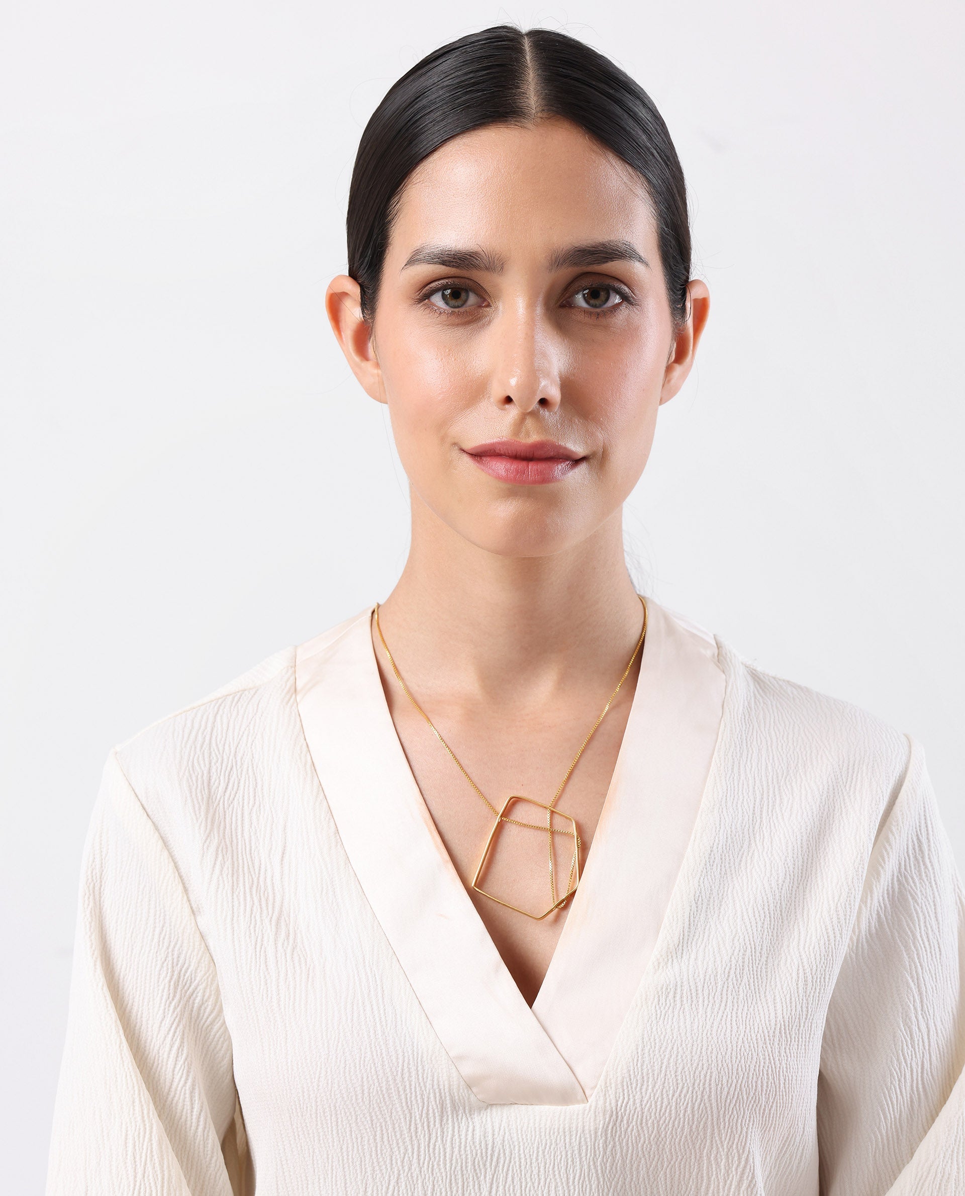 Rareism Women Pentagon Gold Necklace
