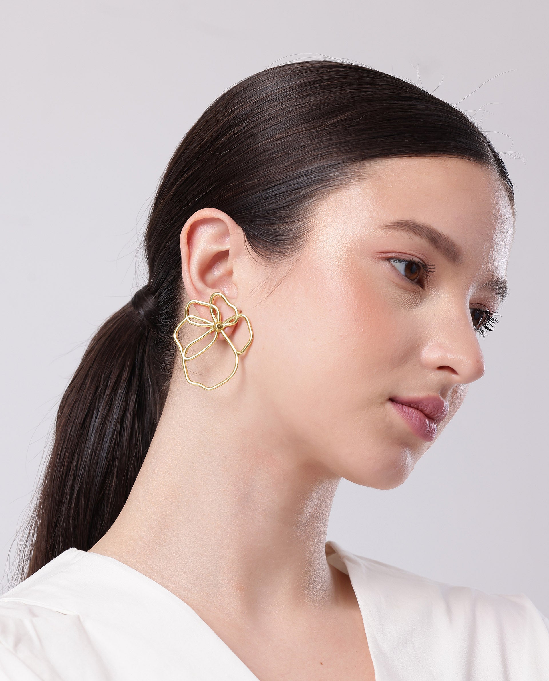 Rareism Women Poppy Gold Earring