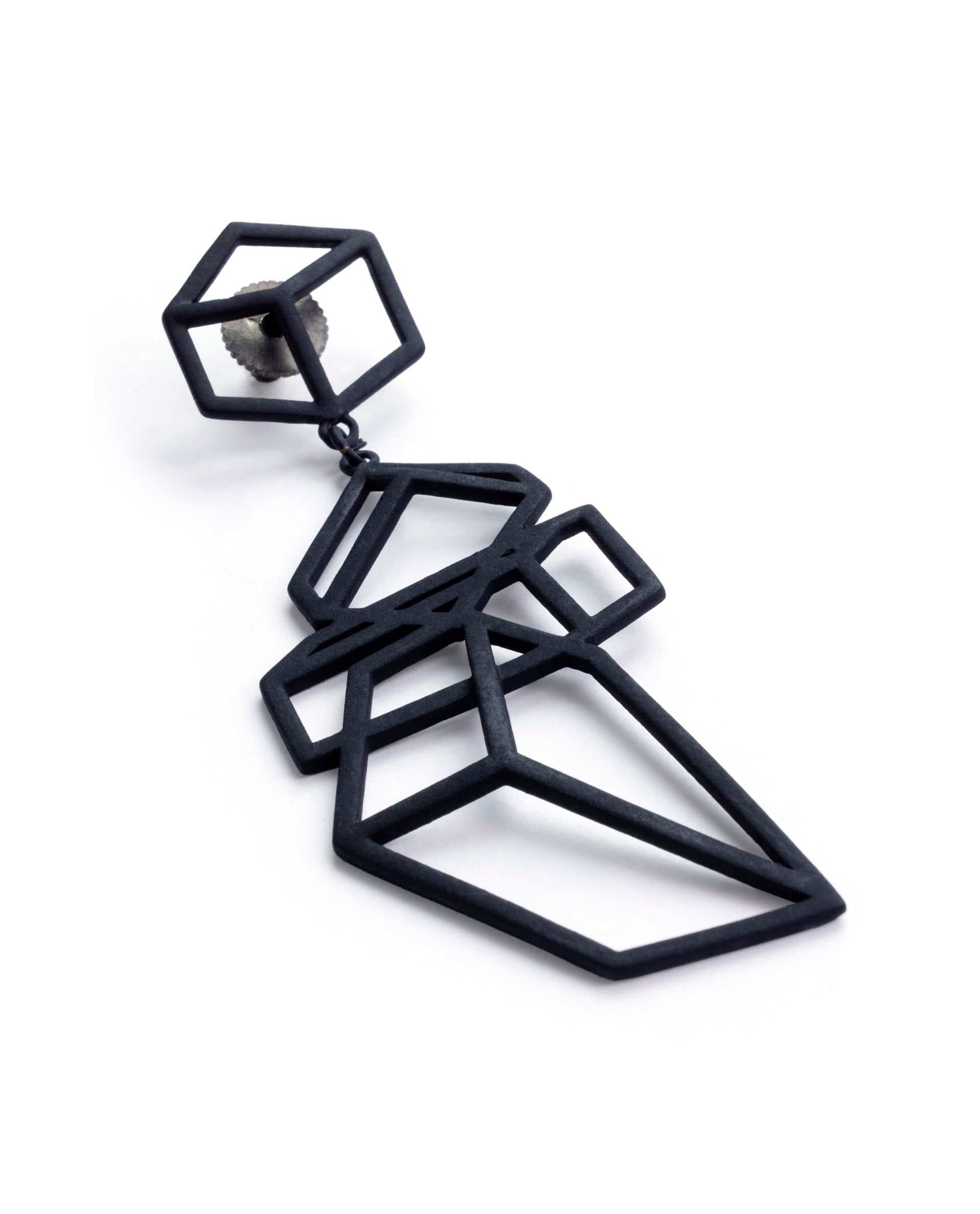 Rareism Women Pyramid Black Black Earring