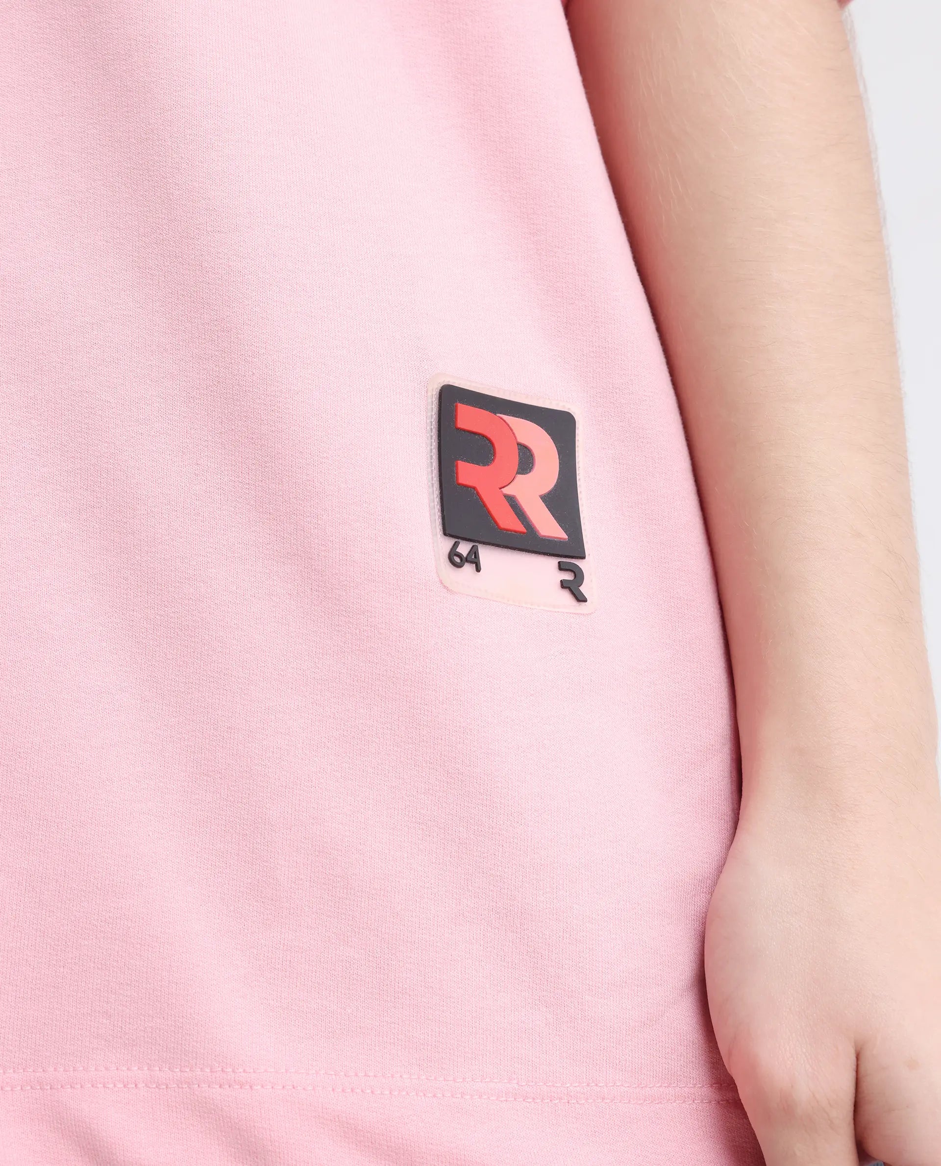 Rareism Women's Qlax Pink Cotton Graphic Print Oversized T-Shirt