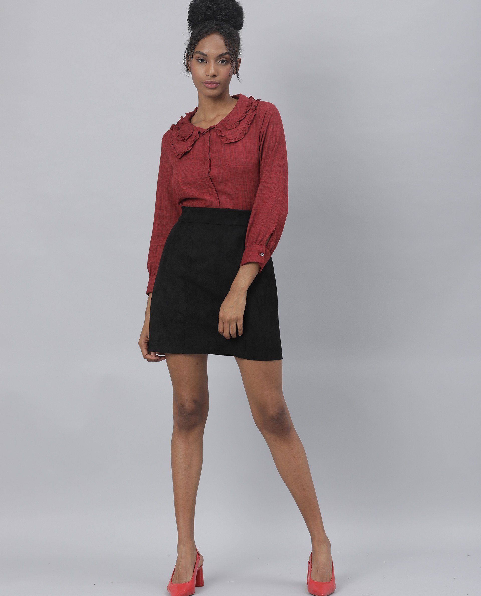 Rareism Women Quote Black Skirt Solid