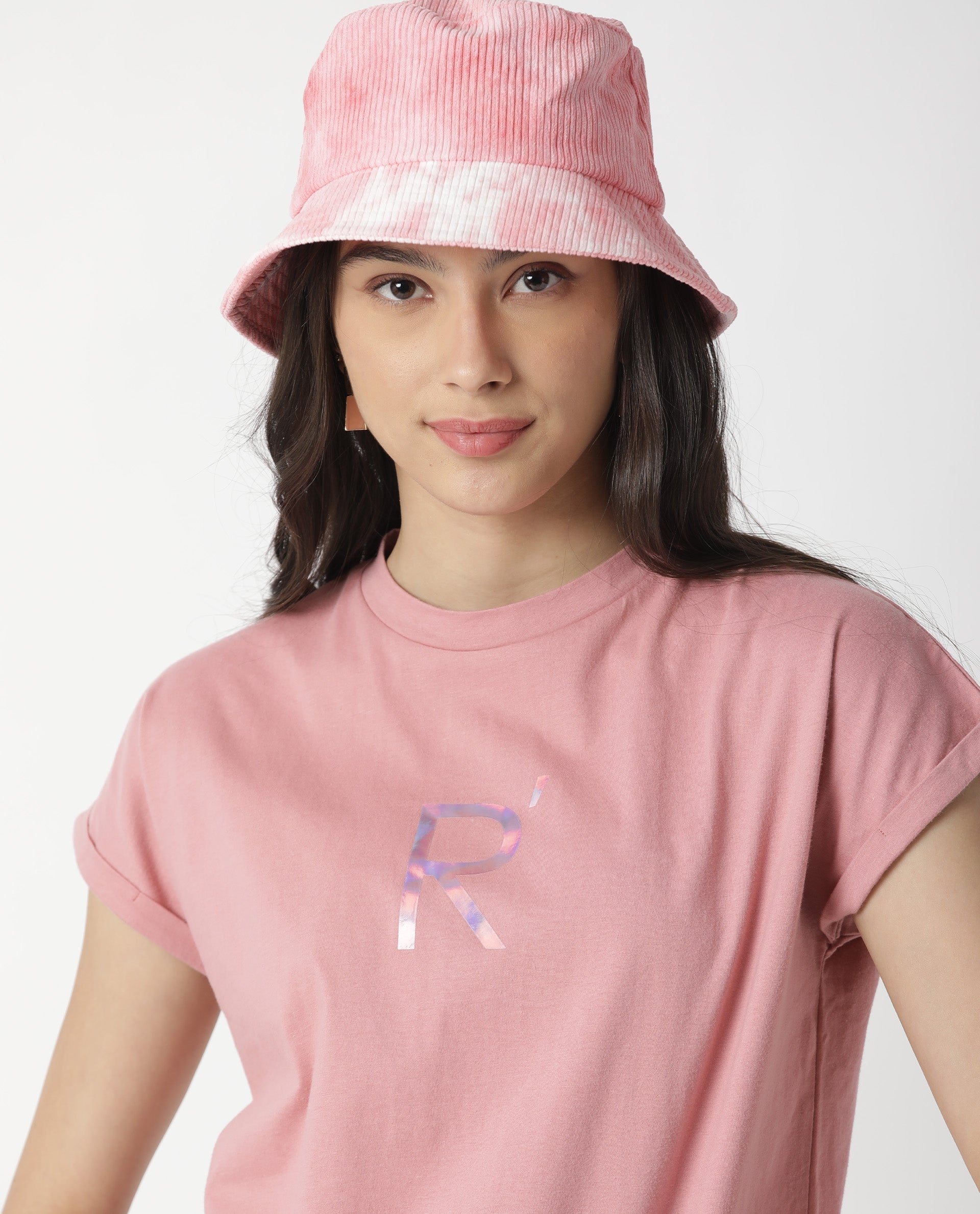 Rareism Women Rad Pink Cotton Fabric Regular Fit Half Sleeves Graphic Print Crew Neck T-Shirt