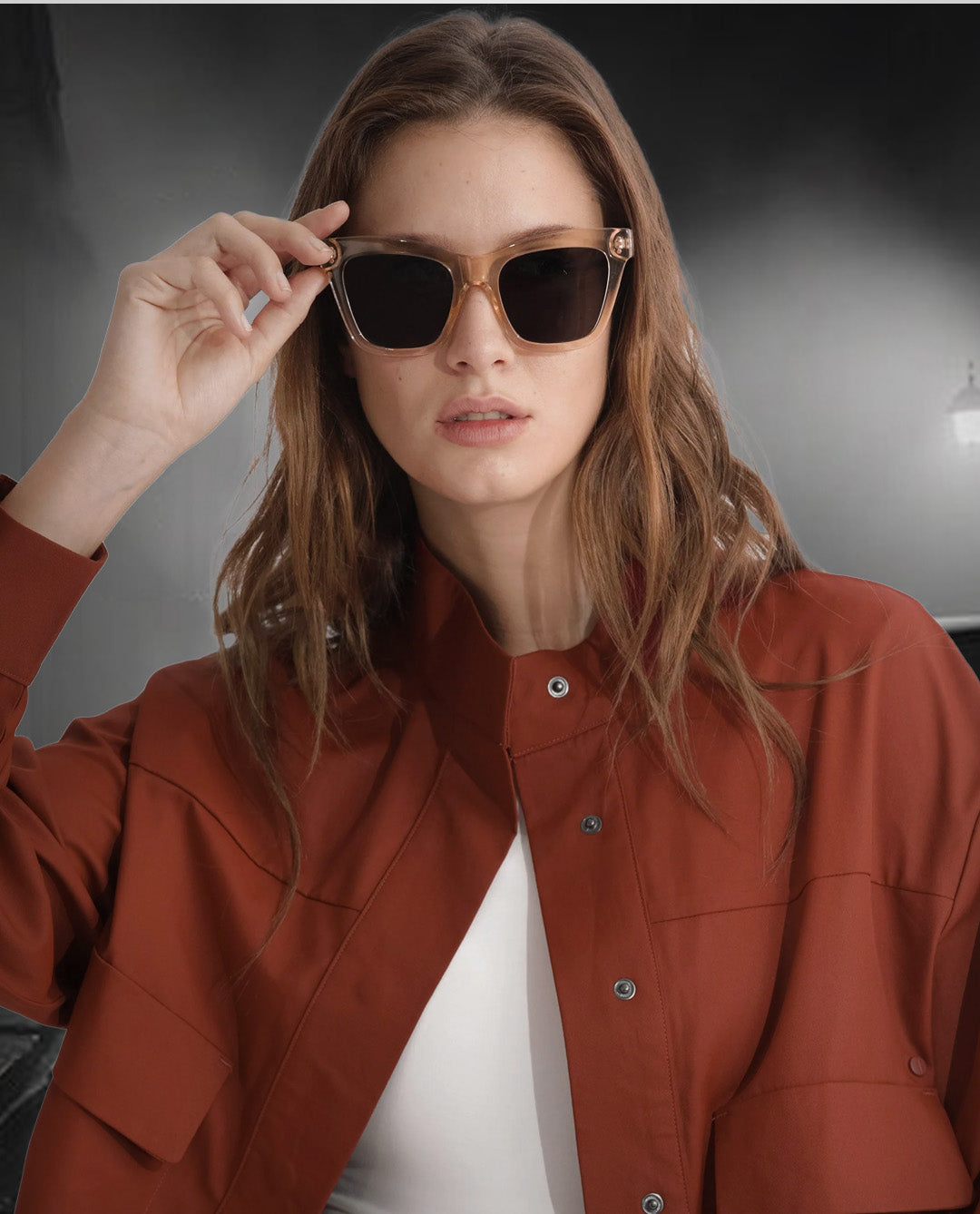 Rareism Articale Women Ruks Rust Polyester Fabric Full Sleeves Button Closure High Neck Regular Fit Plain Jacket