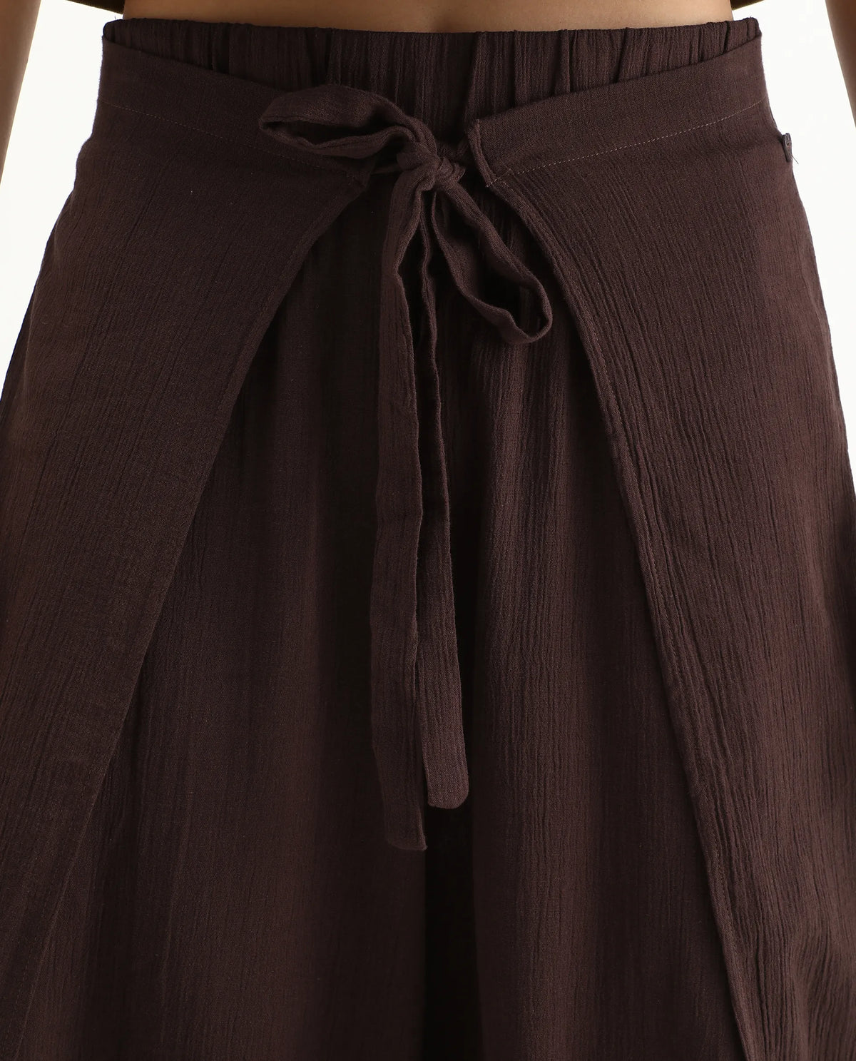 Rareism Women's Ronuz Brown Cotton Plain Ankle Length Straight Fit Trouser