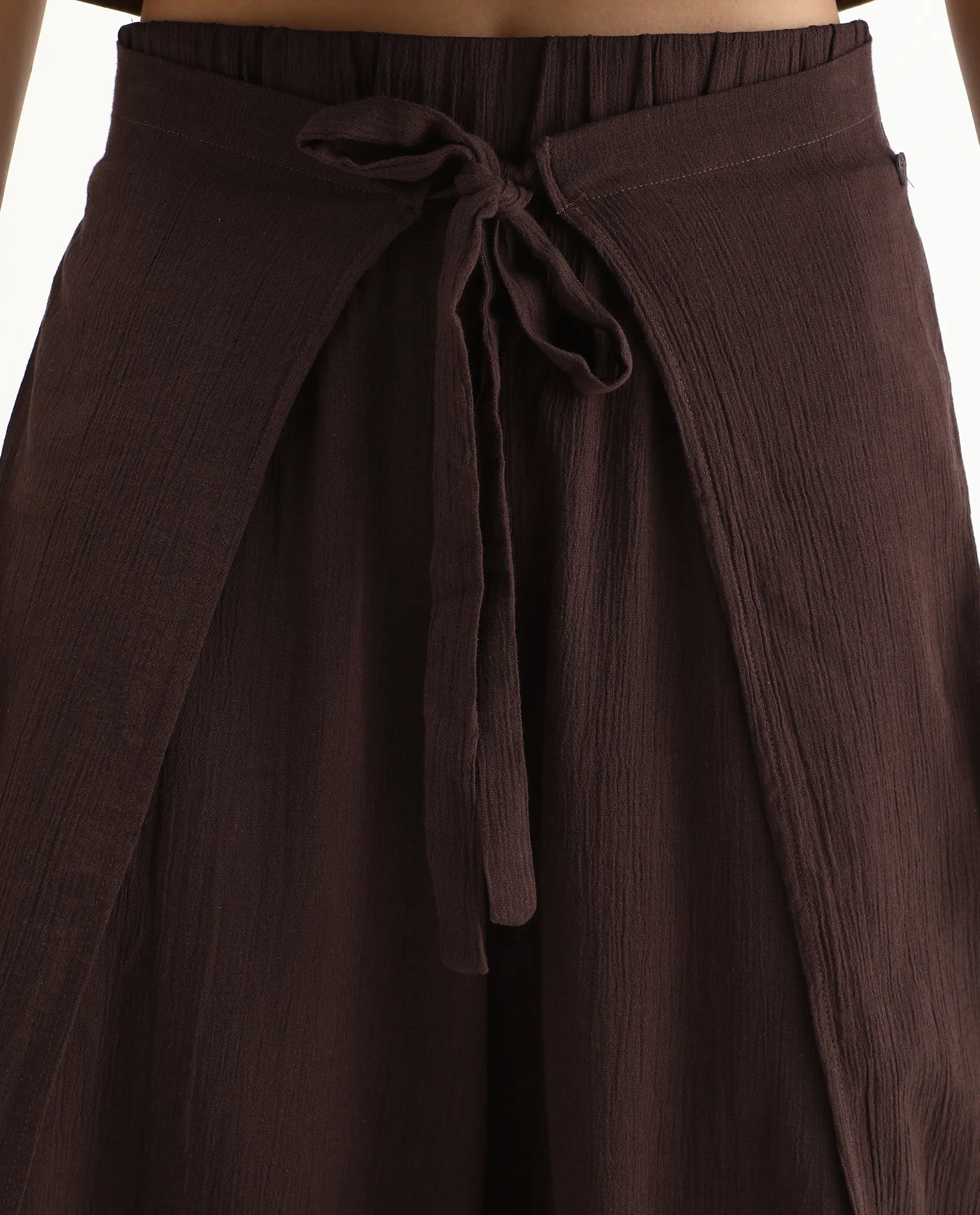 Rareism Women's Ronuz Brown Cotton Plain Ankle Length Straight Fit Trouser