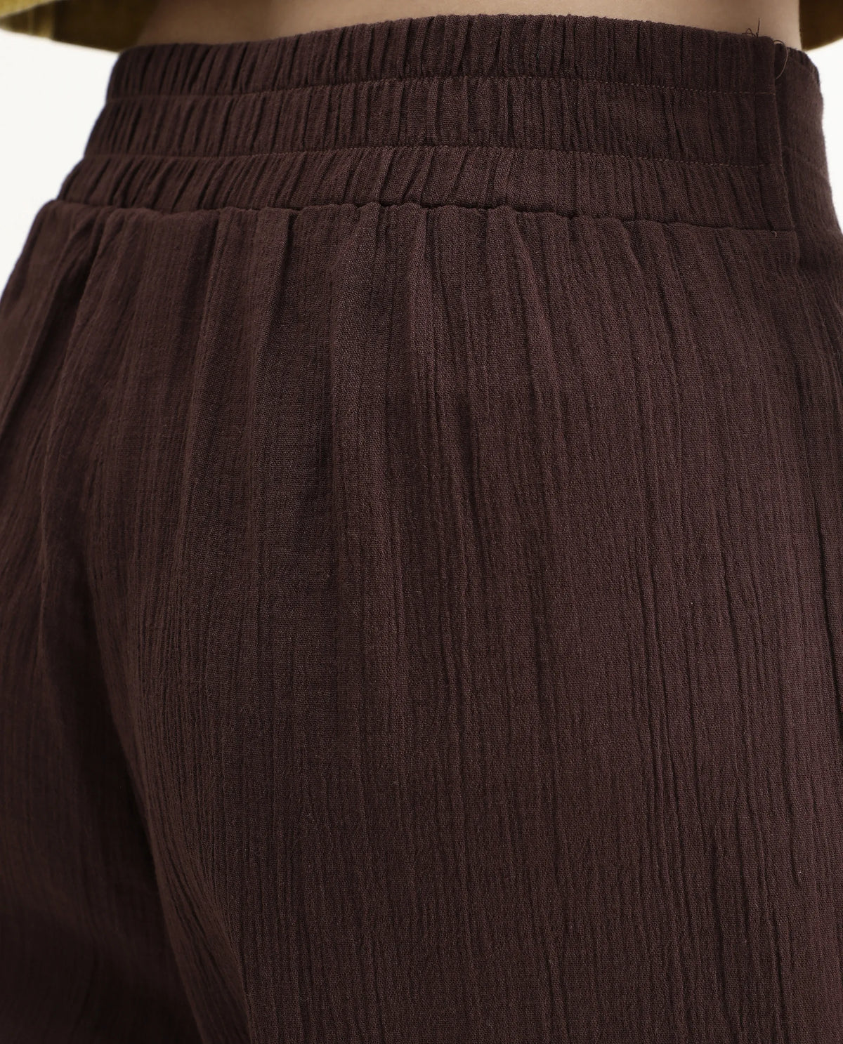 Rareism Women's Ronuz Brown Cotton Plain Ankle Length Straight Fit Trouser