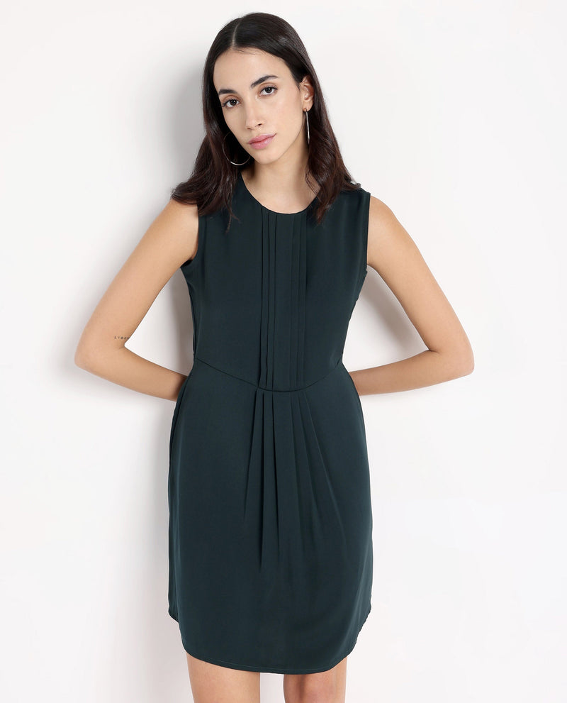 Rareism Women Roux Olive Plain Dress