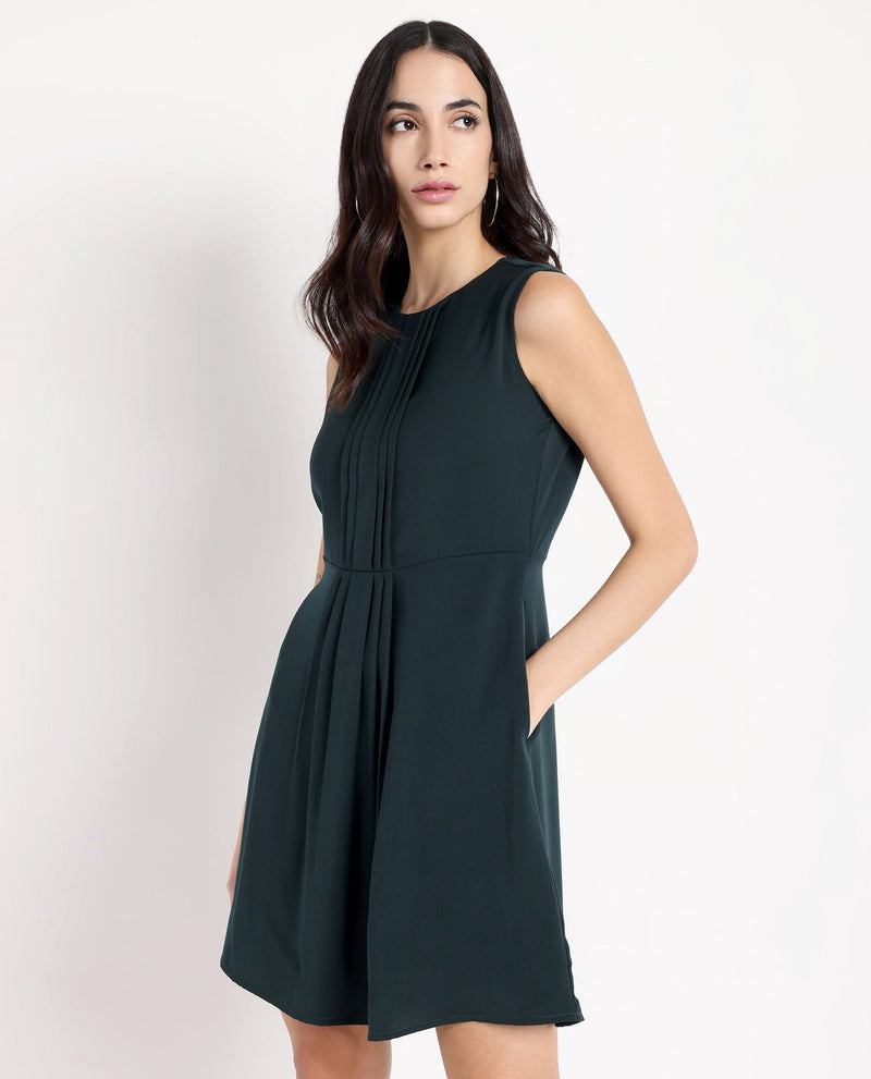 Rareism Women Roux Olive Plain Dress