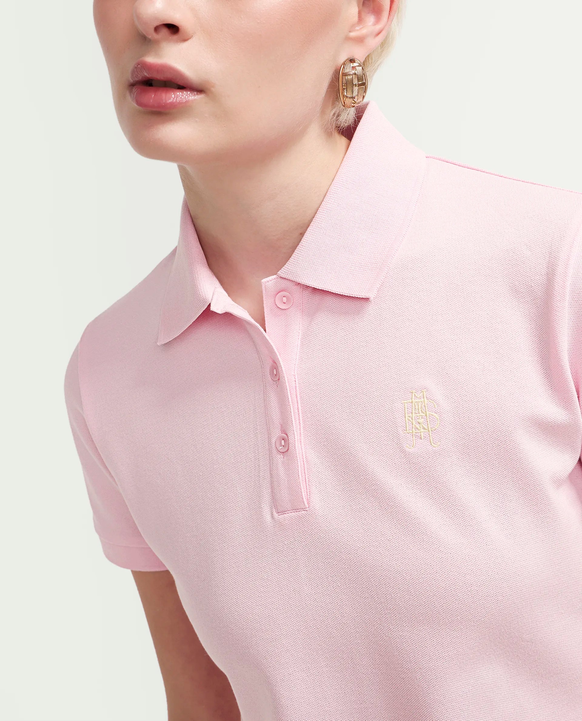 Rareism Women's Zonrad Light Pink Cotton Blend Half Sleeve Regular Fit Plain Polo