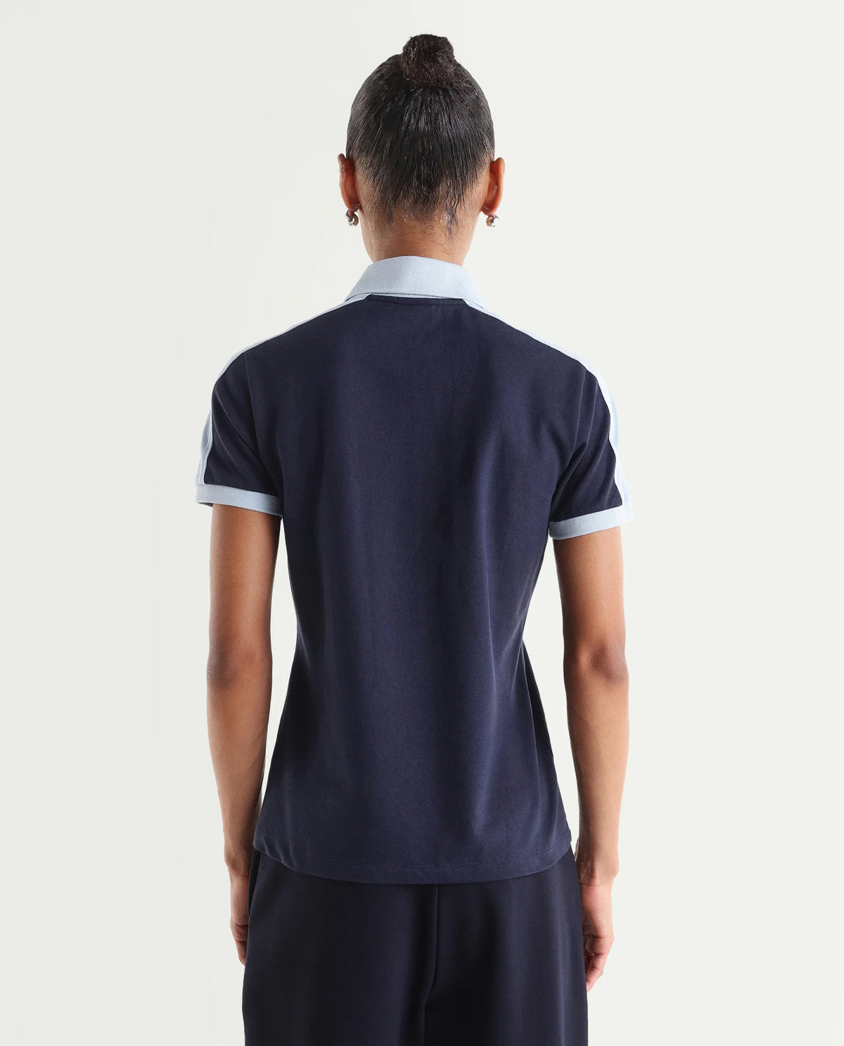 Rareism Women's Zeco Navy Cotton Blend Half Sleeve Regular Fit Plain Polo